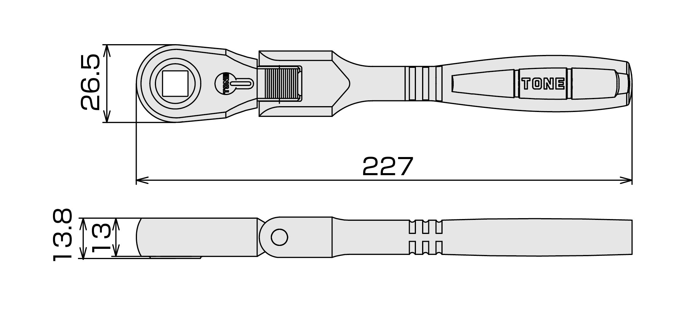 토네 RH3FB 9.5mm 스위블 라쳇 핸들 이미지 5