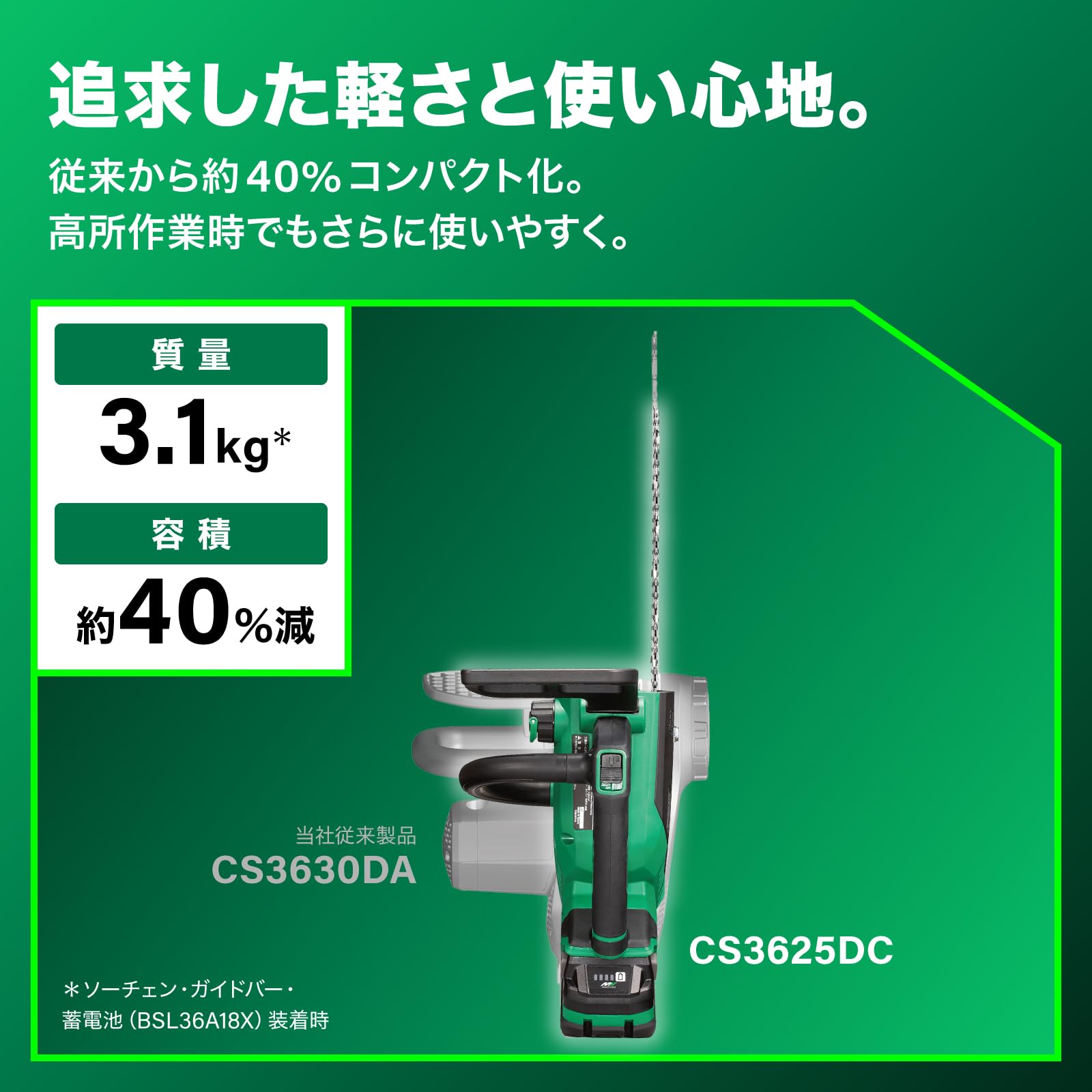 하이코키 CS3625DC 250mm 충전 체인톱 본체만 배터리별매 이미지 4