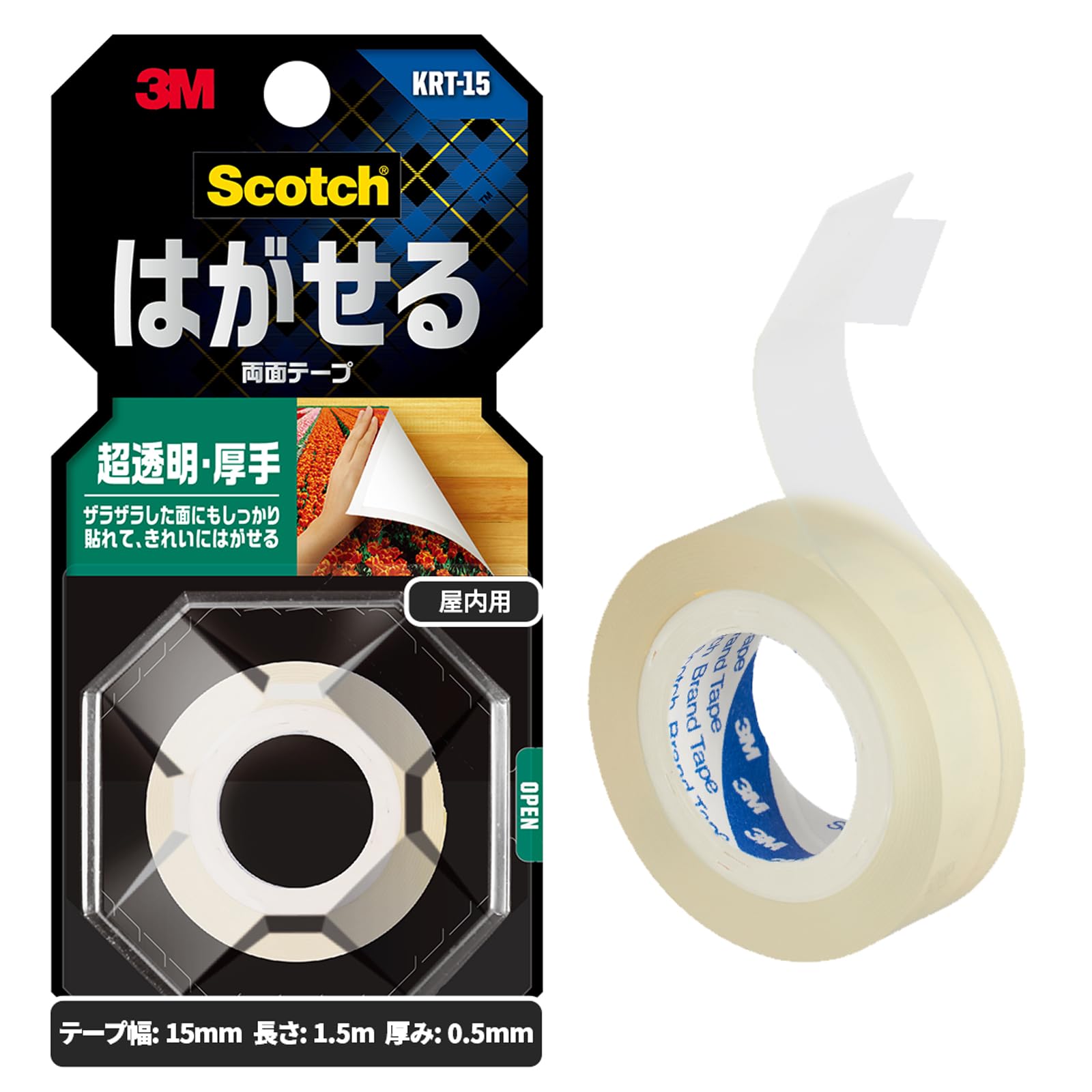 3M 스카치 초투명 두꺼운 양면테이프 KRT-15 15mm