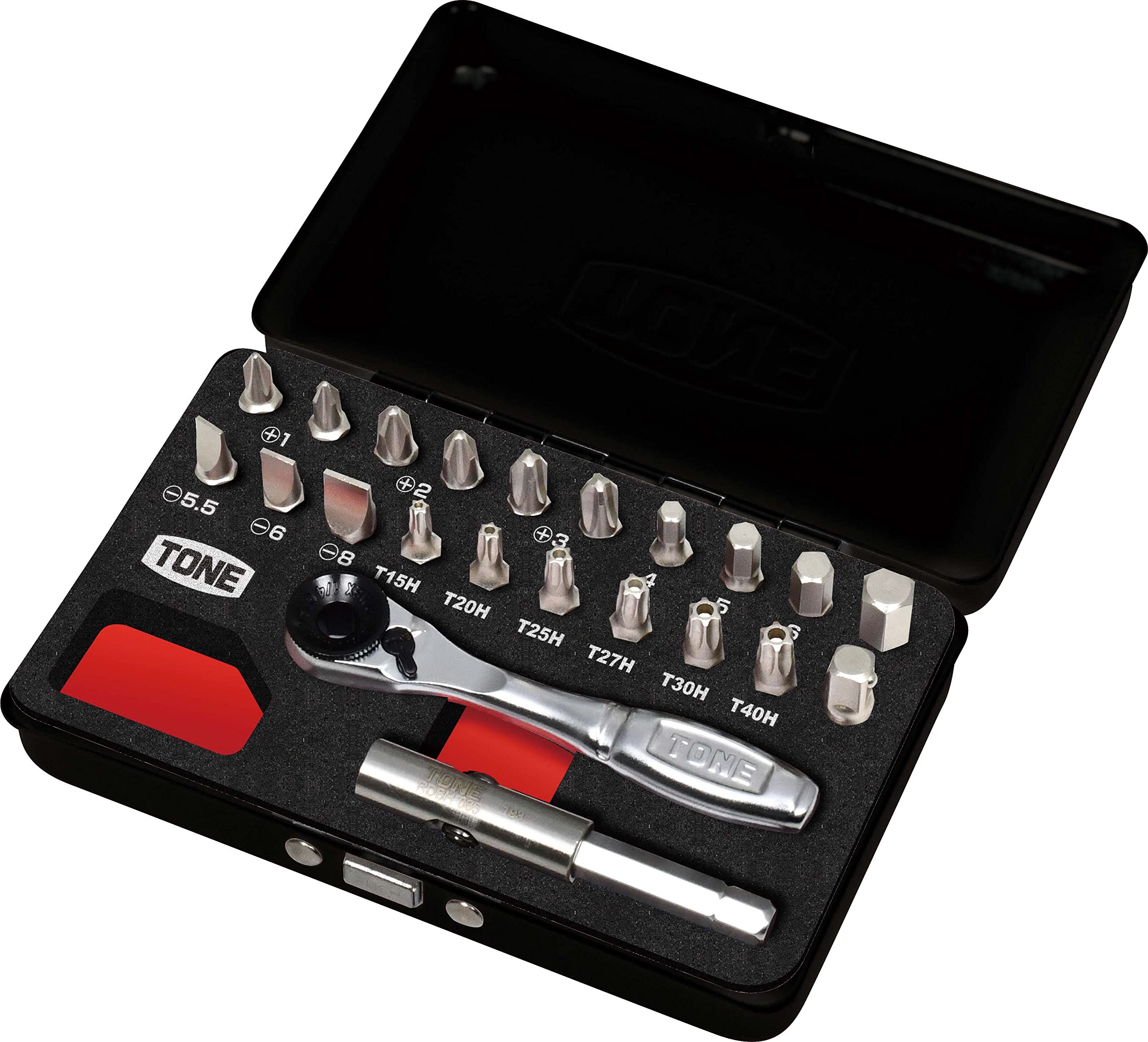 토네 블랙 BRS20MBK 6.35mm 비트 라쳇 세트 22종
