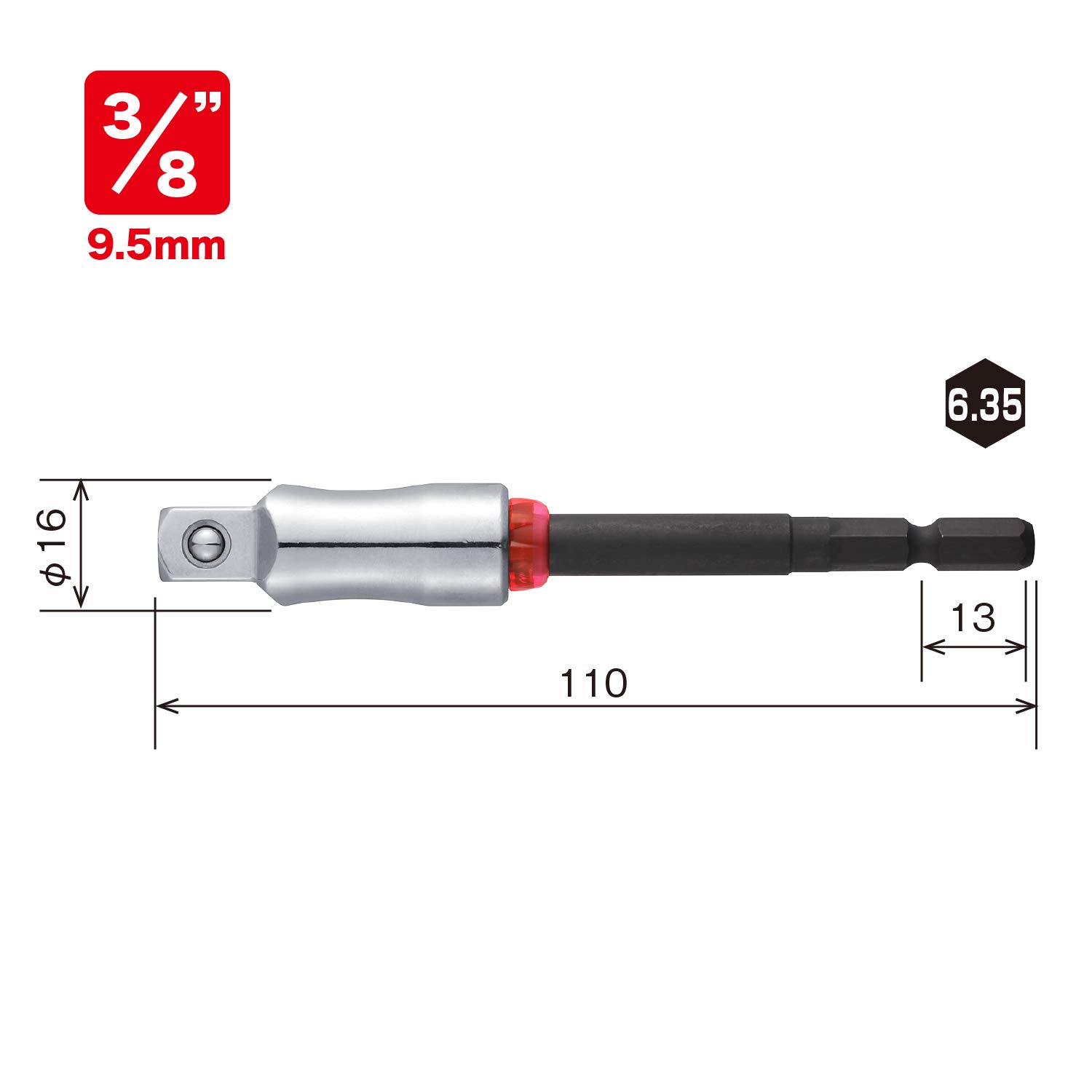 베셀 MTA20BSQ3L 9.5SQ 110mm 소켓 어댑터 40V 대응 이미지 2