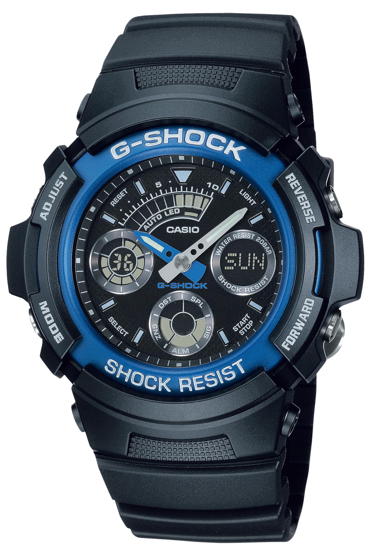 카시오 지샥 AW-591-2AJF 아날로그 디지털 손목시계 G-SHOCK 단품 블랙 블루