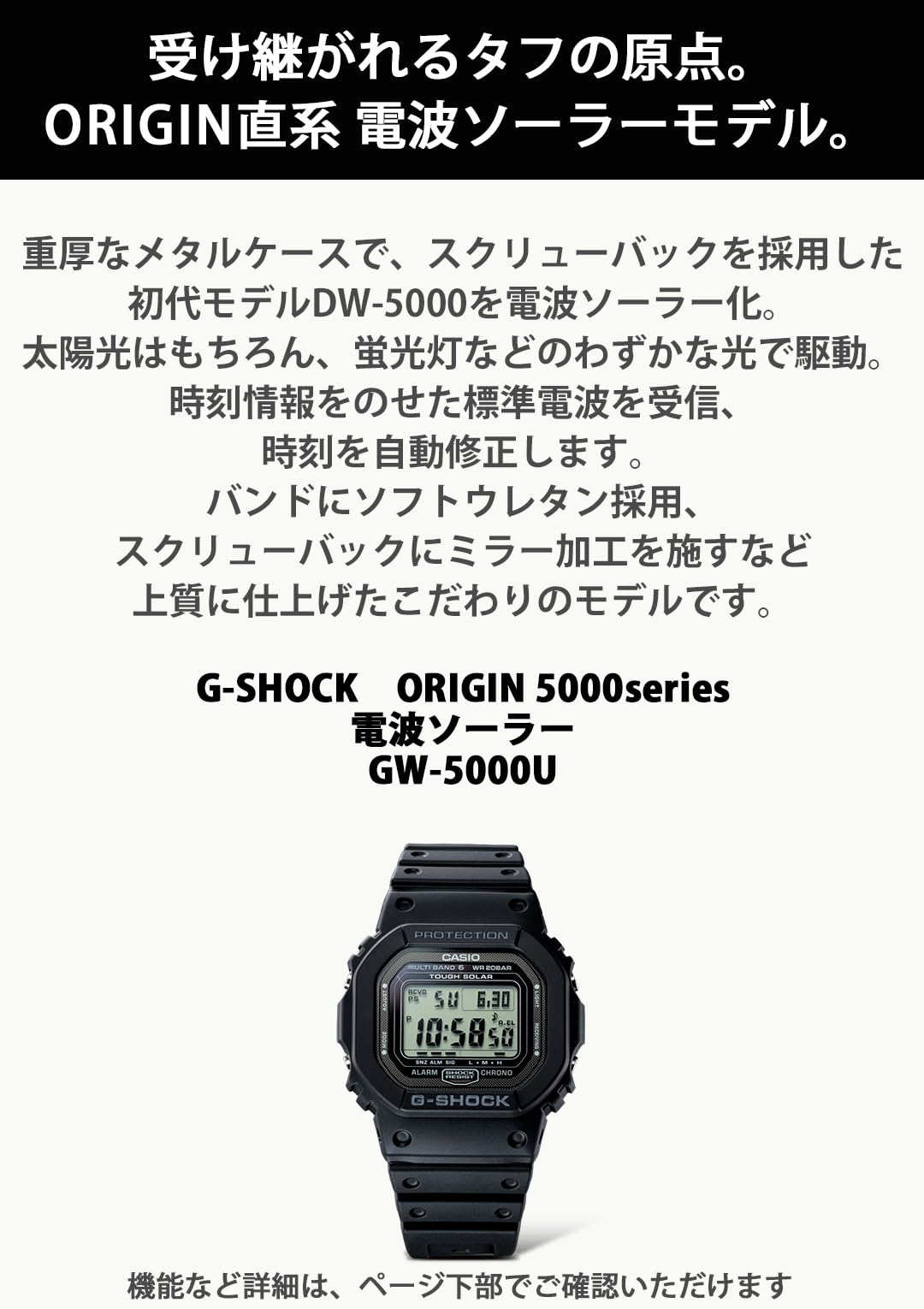 카시오 지샥 5000시리즈 GW-5000U-1JF 전파 솔라 손목시계 스크류백 이미지 3