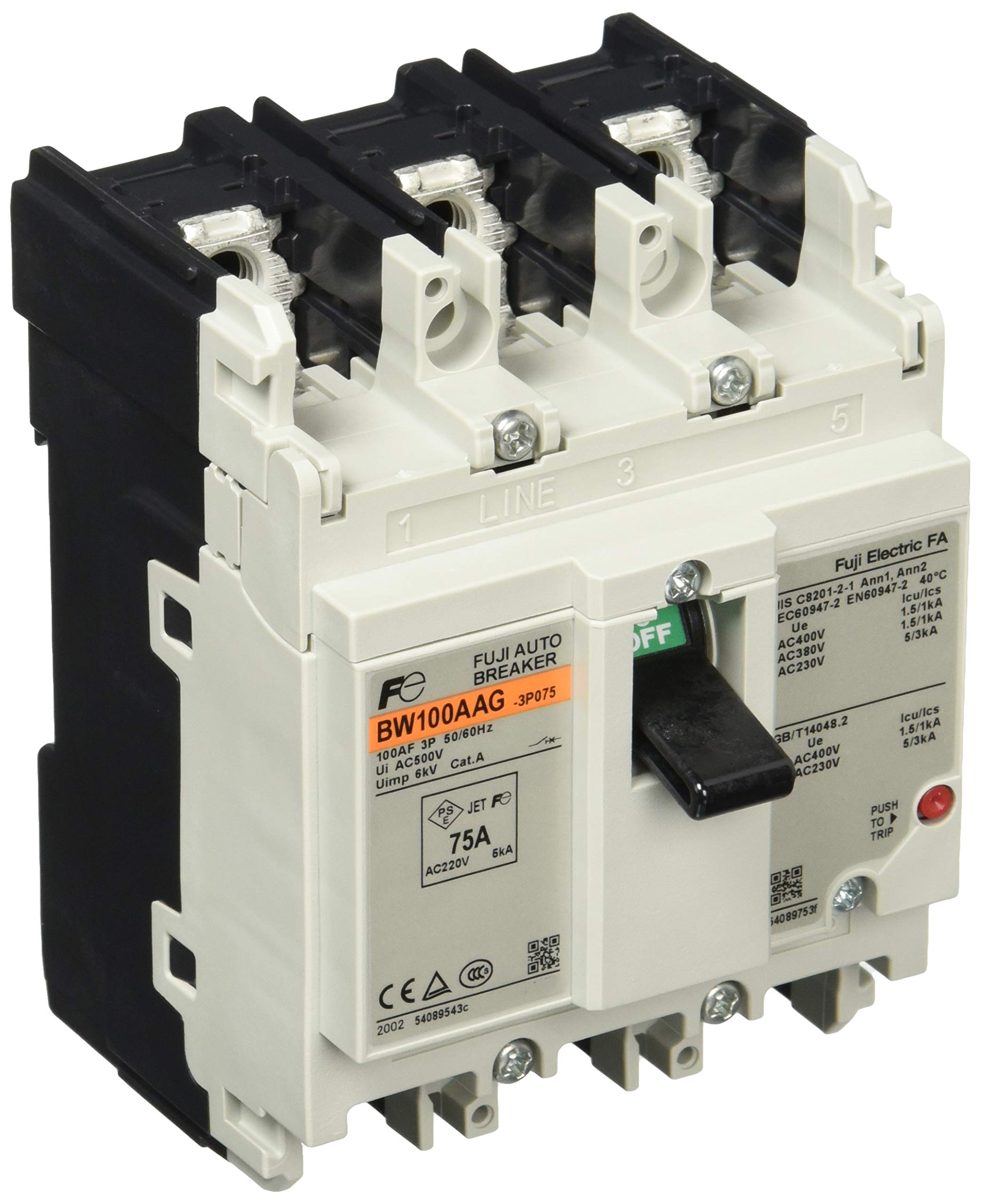 후지전기 G-TWIN BW100AAG-3P075 배선용차단기 전류 : 75A AAG