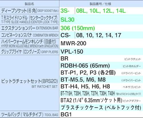 토네 툴 세트 TSA3171 블랙 17종 9.5mm 이미지 5