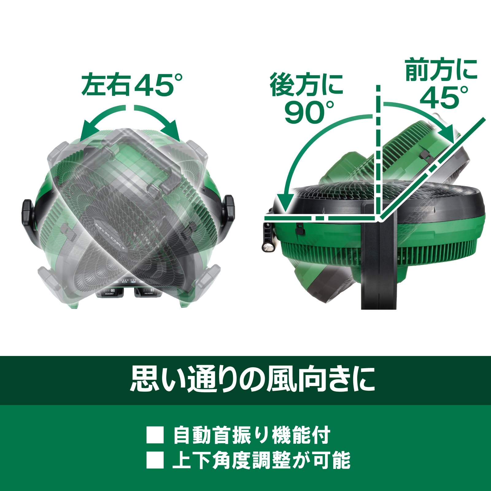 하이코키 UF18DA 14.4V 18V 충전식 산업용 선풍기 자동회전 이미지 4