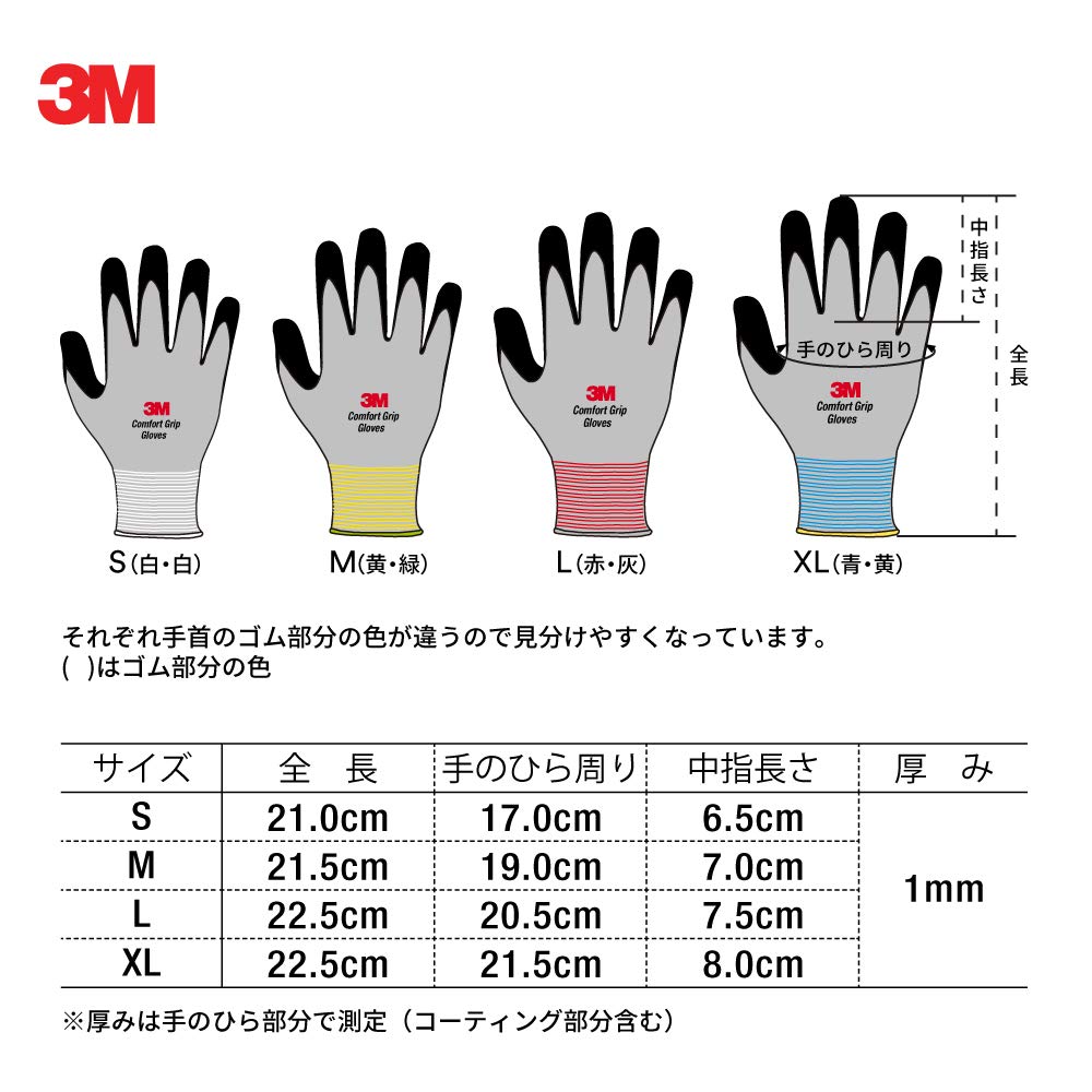 3M 컴포트 그립 장갑 XL 옐로우 1켤레 이미지 5