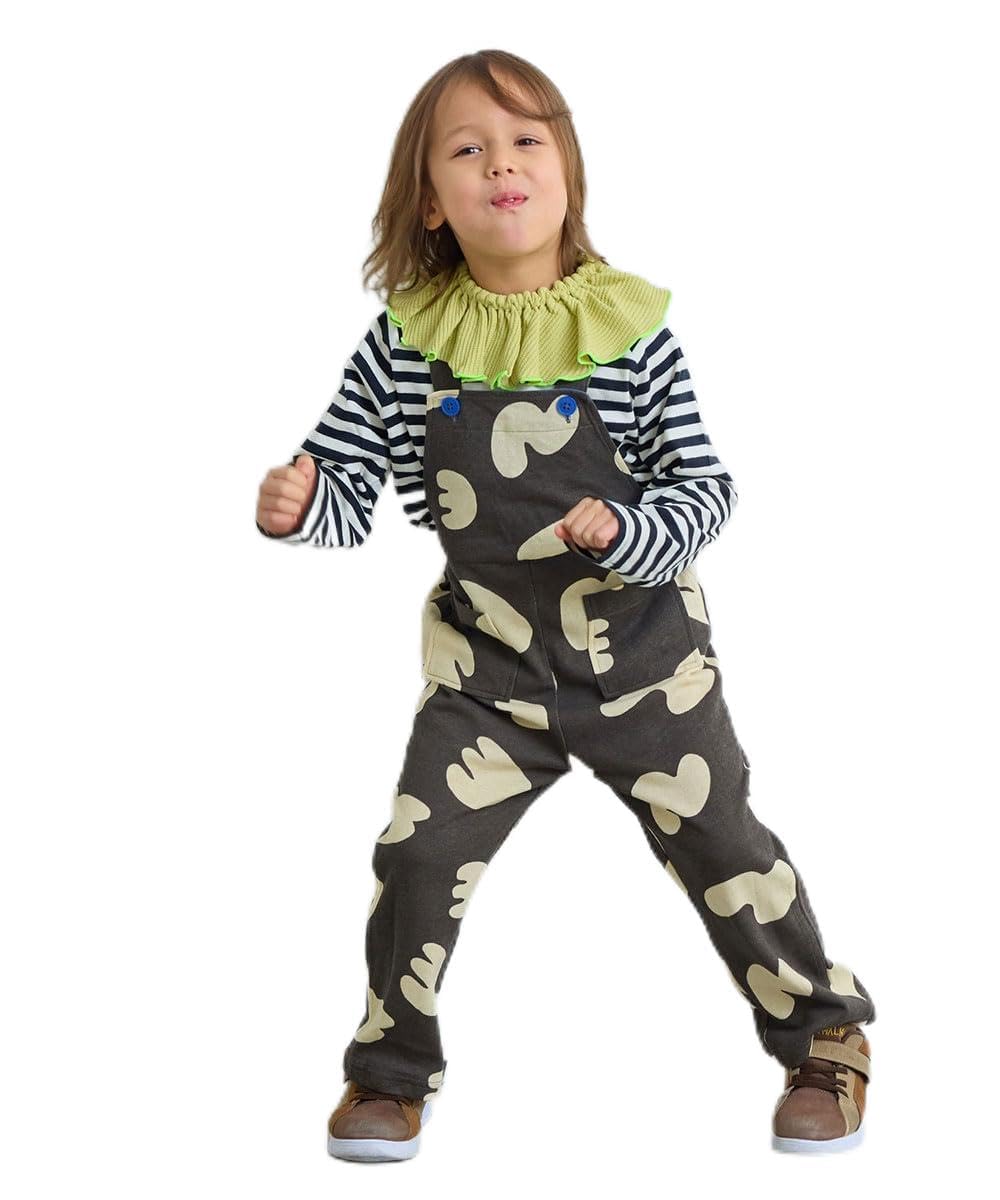마키즈 블랙 총무늬 멜빵바지 B94 블랙 총무늬 120