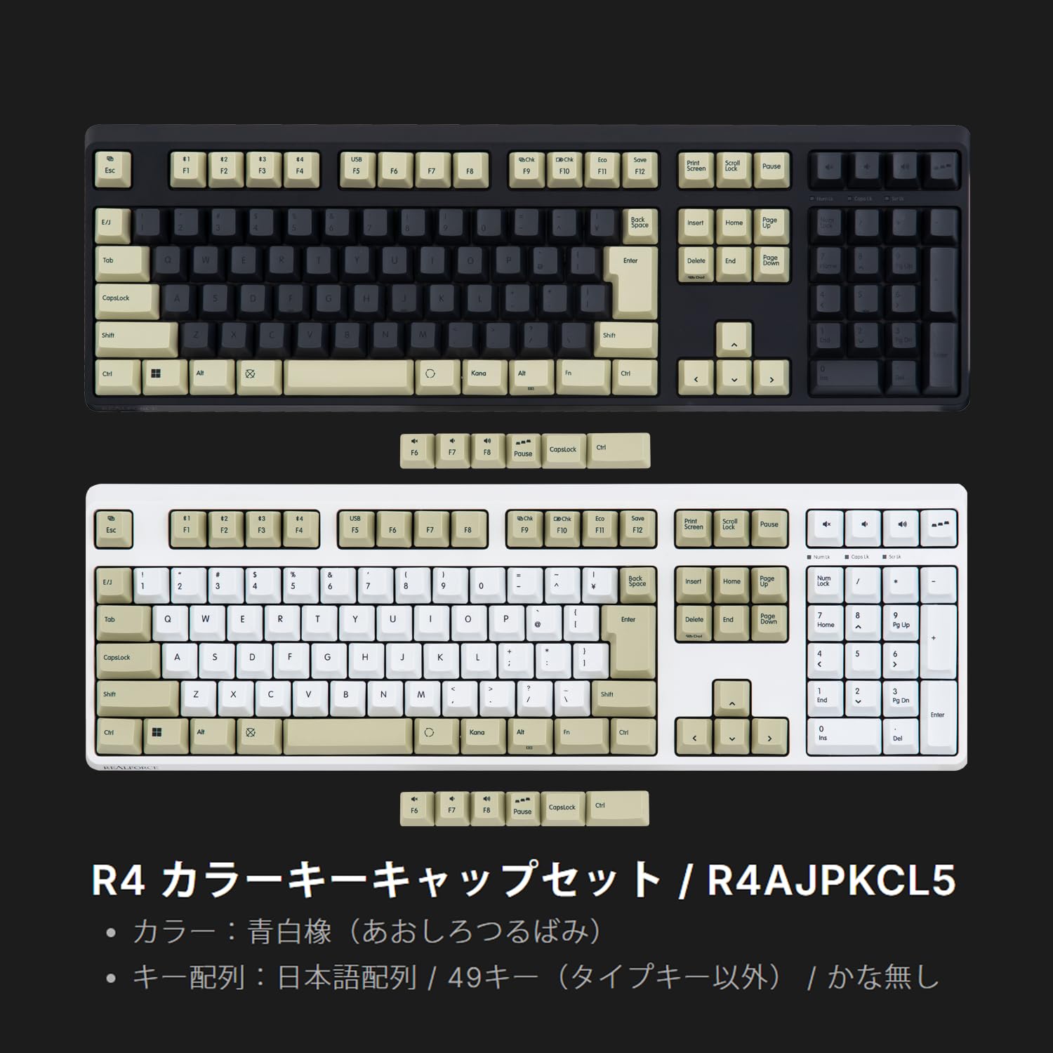 토프레 리얼포스 R4 아오시로츠루바미 R4AJPKCL5 컬러 키캡 세트 일어배열 이미지 3