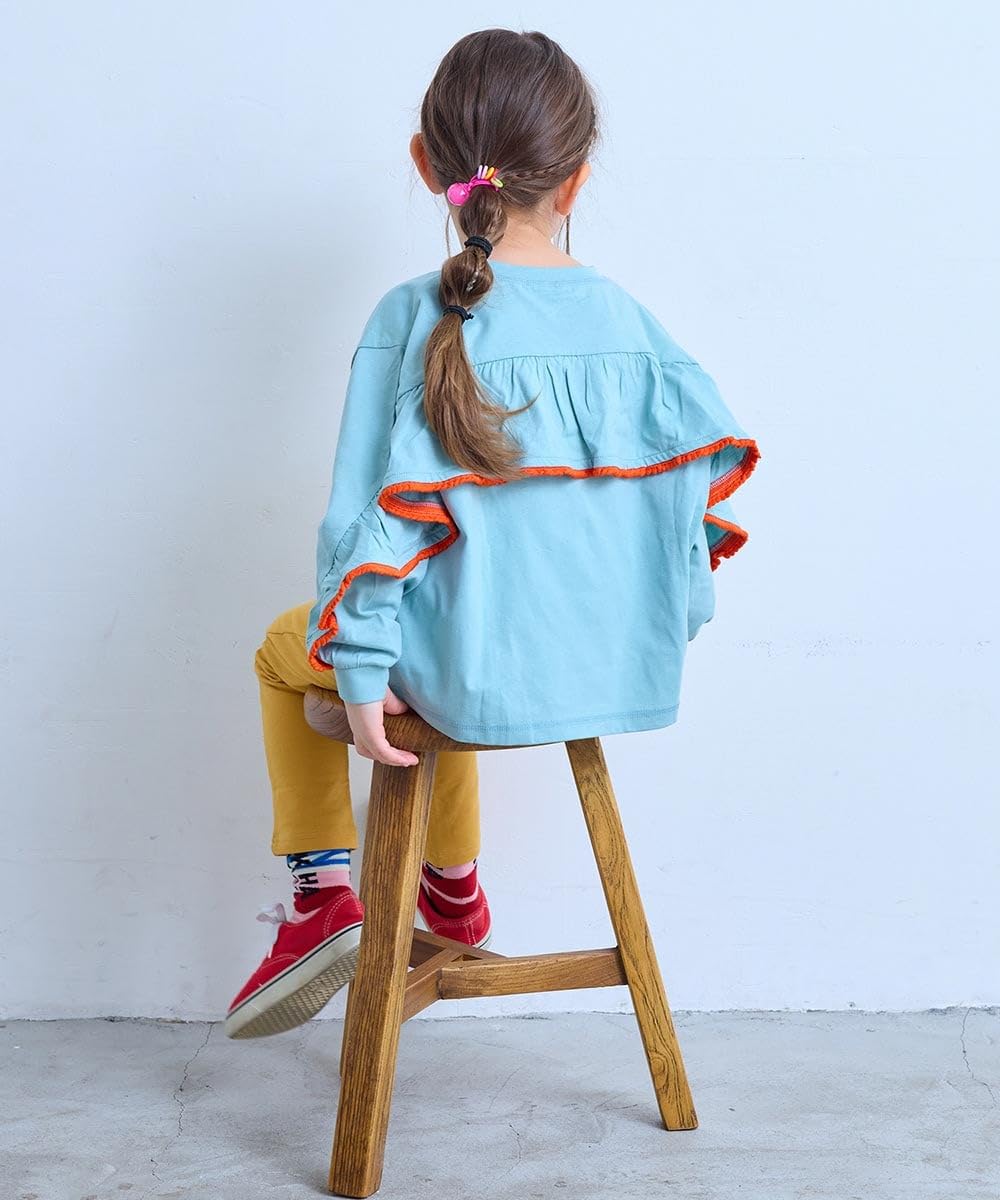 마키즈 COTTON from U.S.A 백 프릴 긴팔 티셔츠 B70 차콜 80 이미지 7