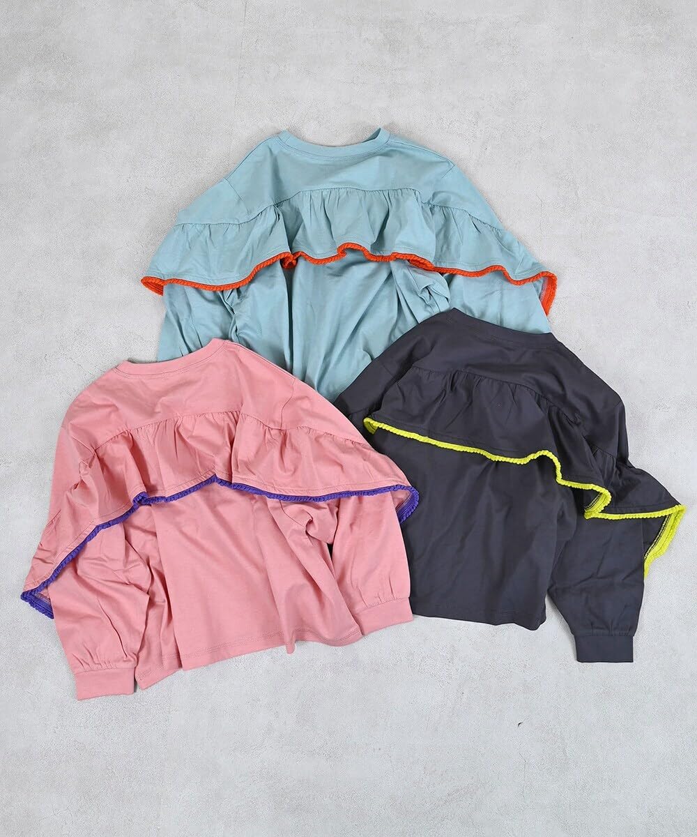 마키즈 COTTON from U.S.A 백 프릴 긴팔 티셔츠 B70 차콜 80 이미지 2