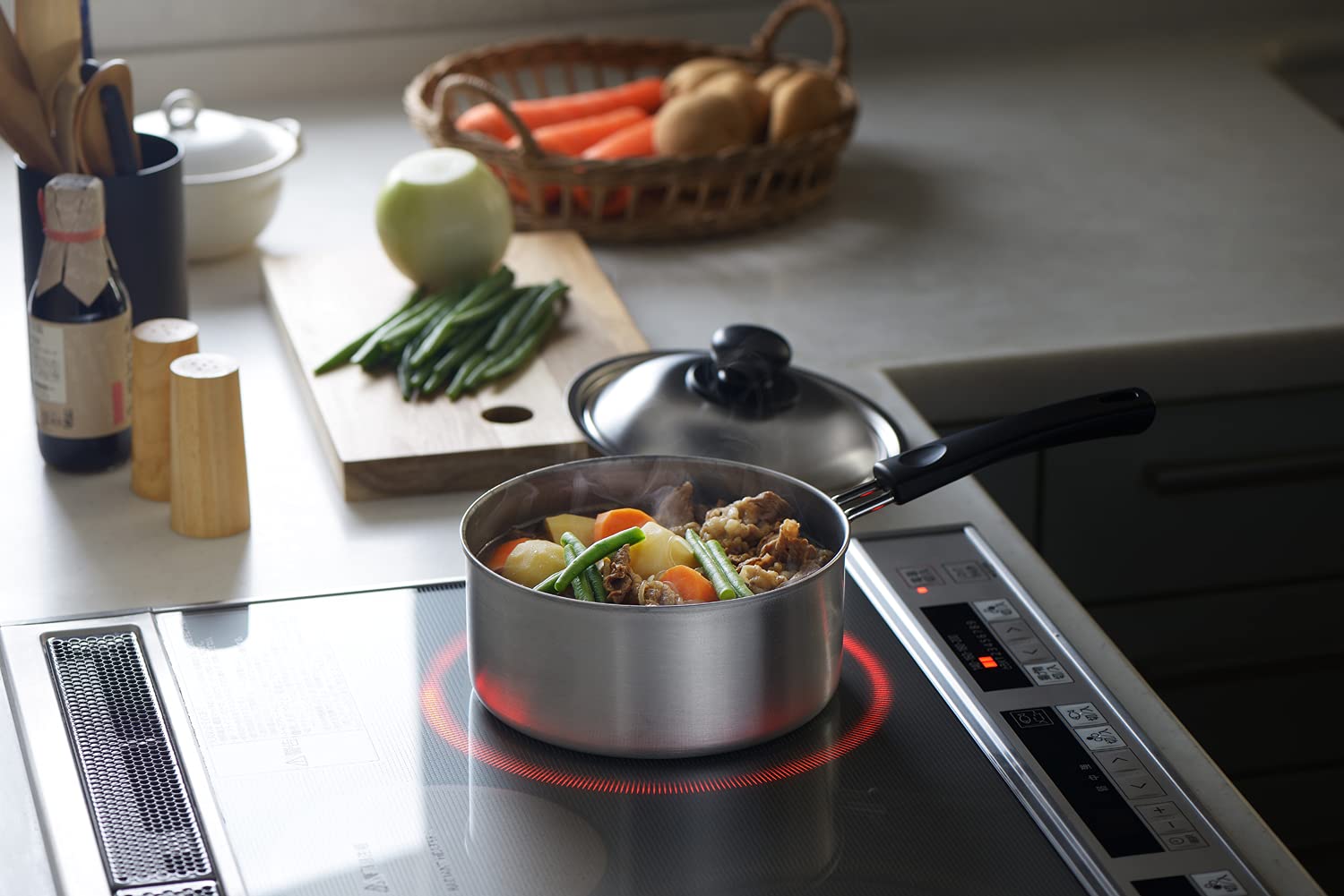 요시카와 COOK EASY SJ3320 18cm 편수냄비 실버 IH겸용 편수냄비 18cm 이미지 3