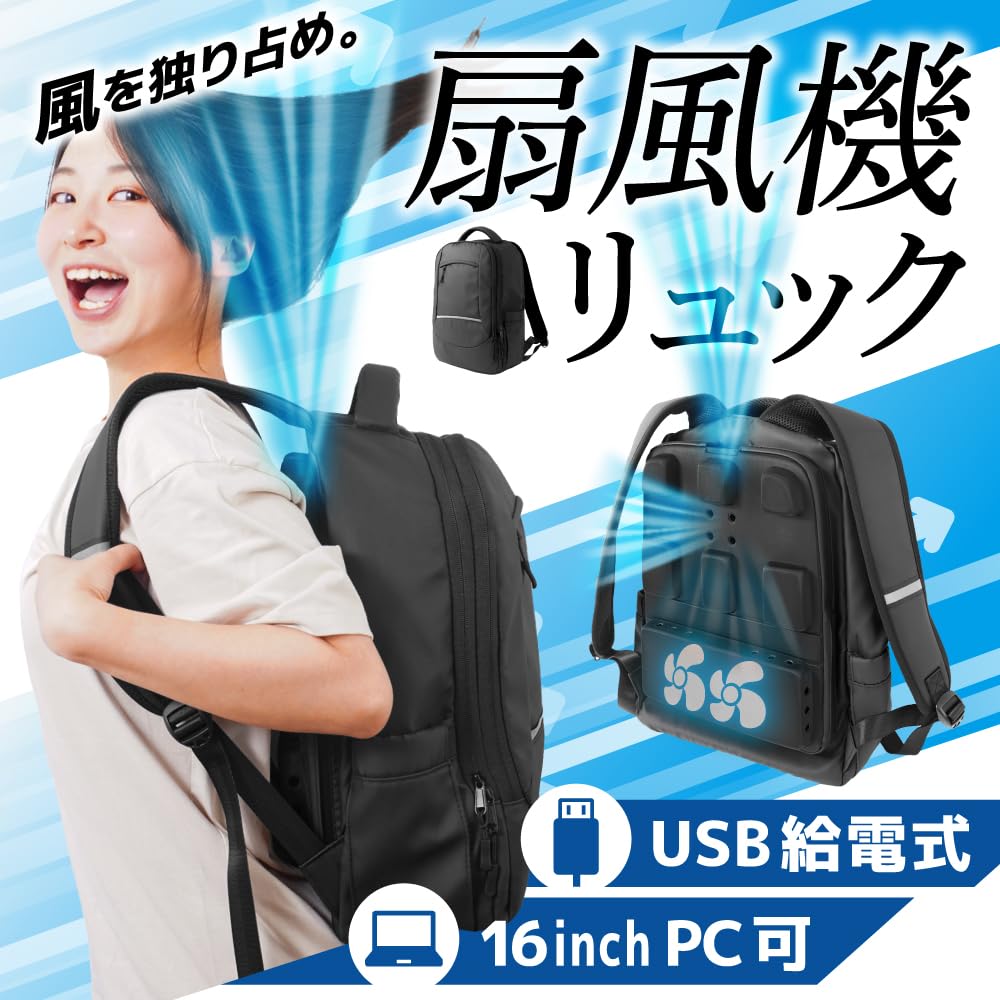 산코 THANKO 백팩 ARBNRSSBK 18L 송풍 팬 쿨링 가방 이미지 2