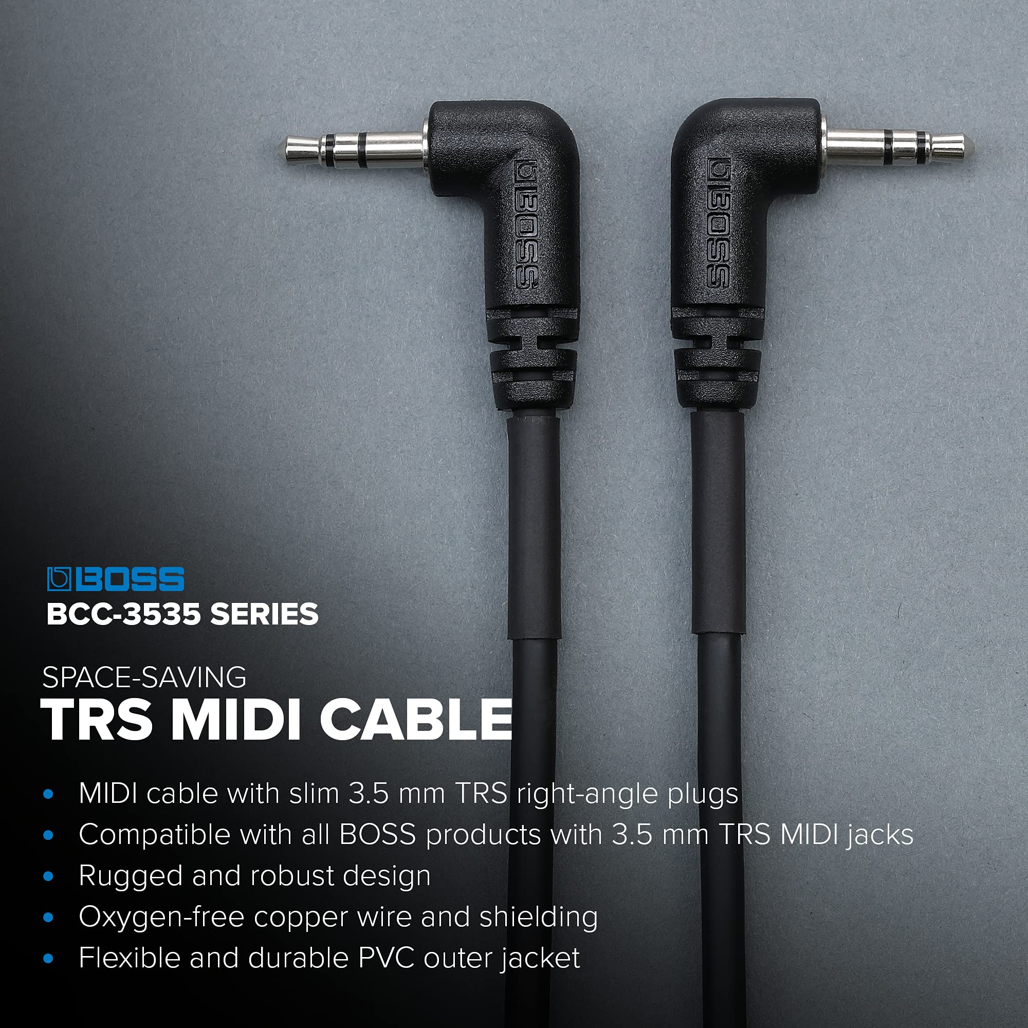 보스 BCC-1-3535 30cm MIDI 케이블 TRS L형 2개입 이미지 2