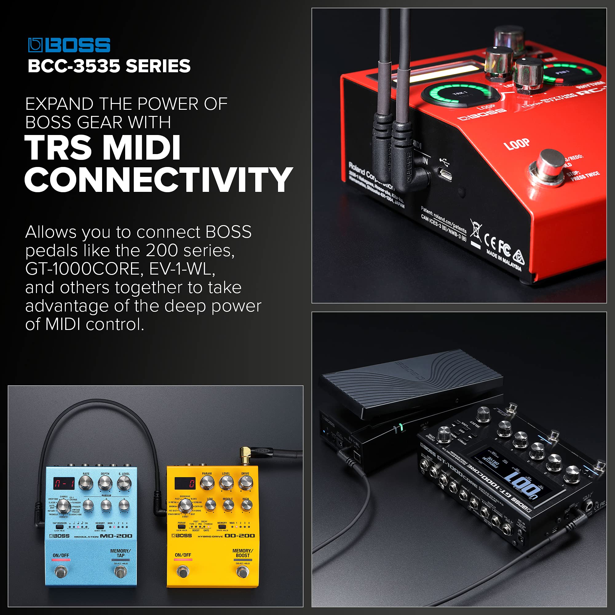 보스 BCC-1-3535 30cm MIDI 케이블 TRS L형 2개입 이미지 3
