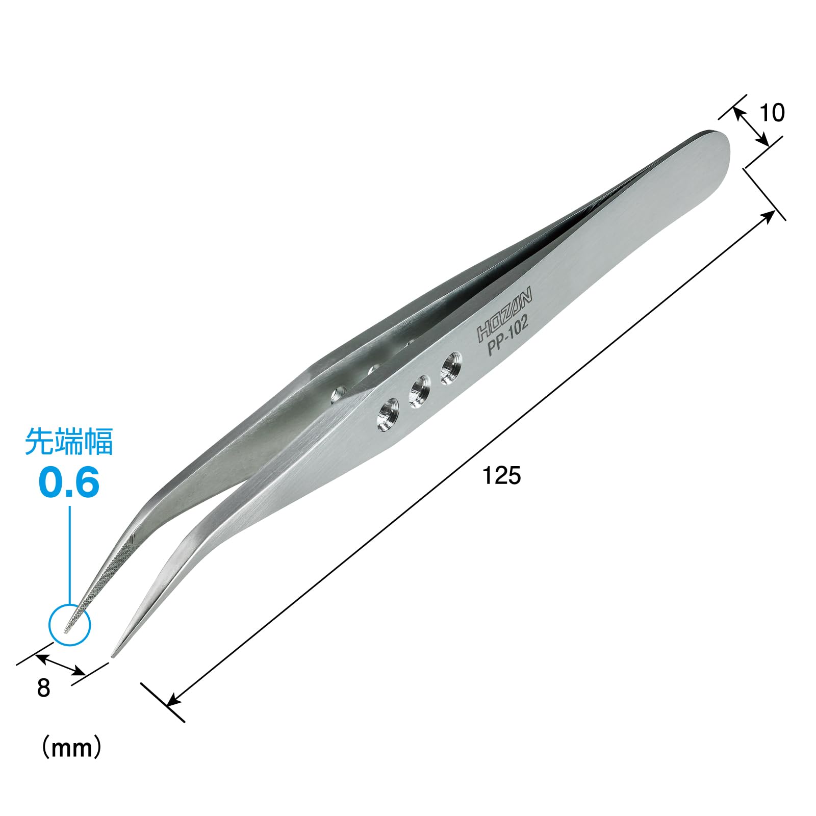 호잔 PP-102 강력형 정밀 핀셋 125mm 곡선형 핀셋 단품 팁 폭:0.6mm 곡선형 이미지 7