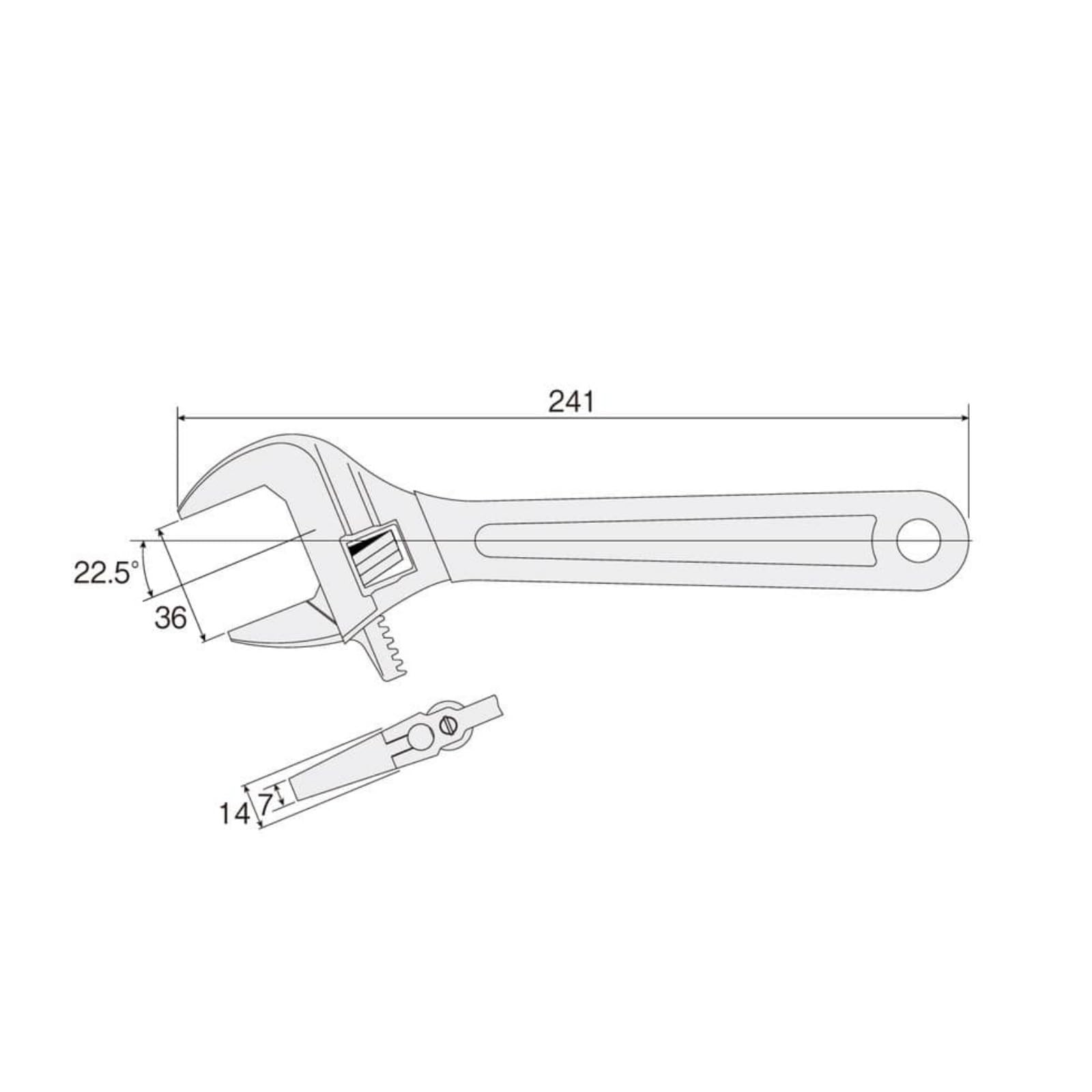 호잔 W-240-250 250mm 몽키렌치 36mm 경량형 이미지 4