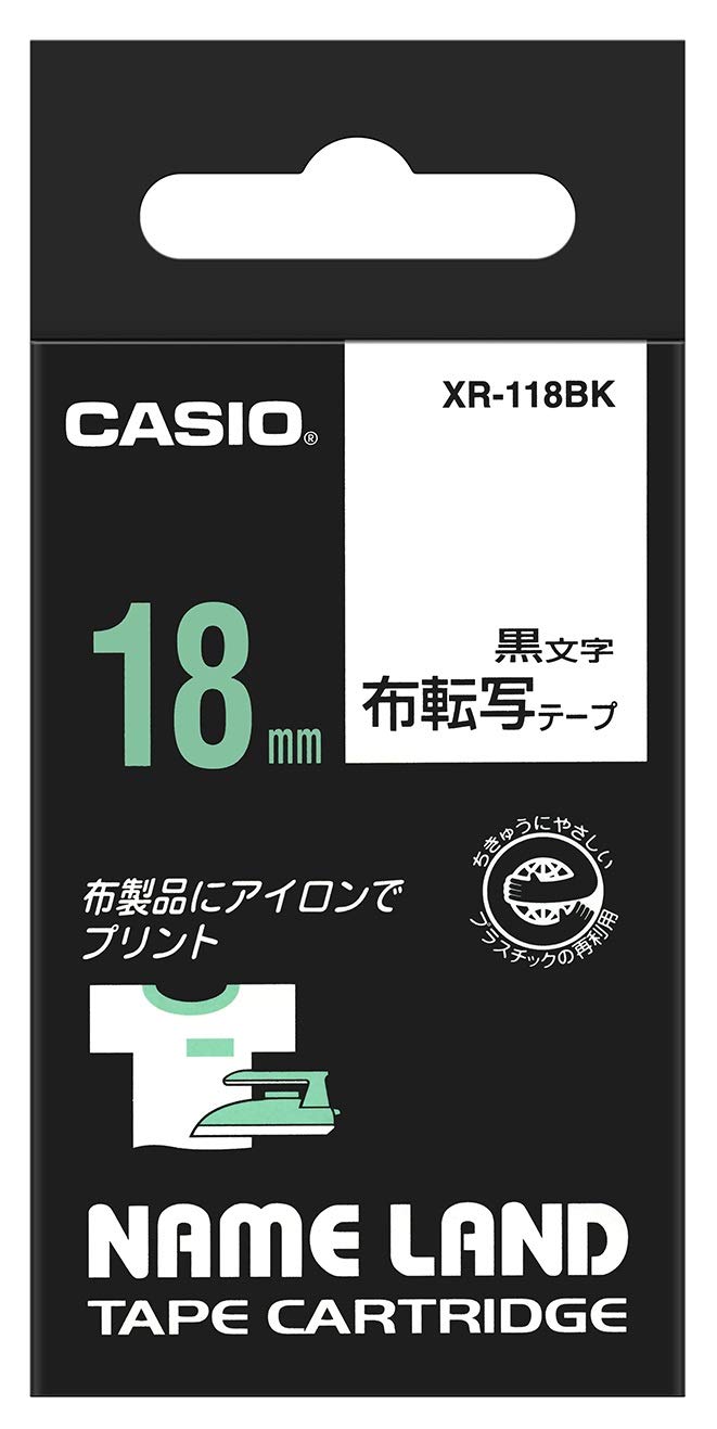 카시오 네임랜드 의류용 천 전사 테이프 18mm XR-118BK 블랙 단품