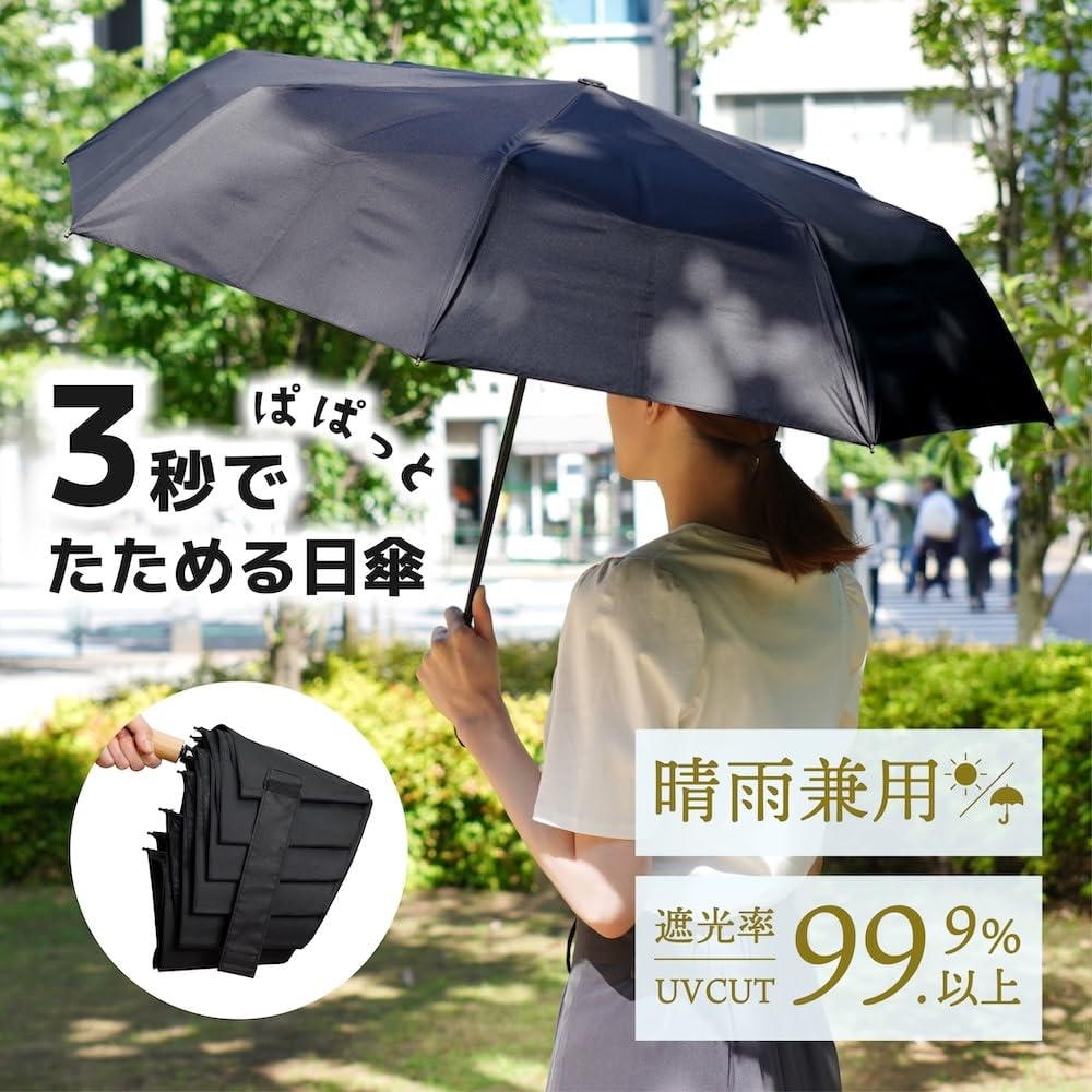 산코 THANKO 3초 접이식 양우산 MNAL25CBK 자외선 차단 이미지 2