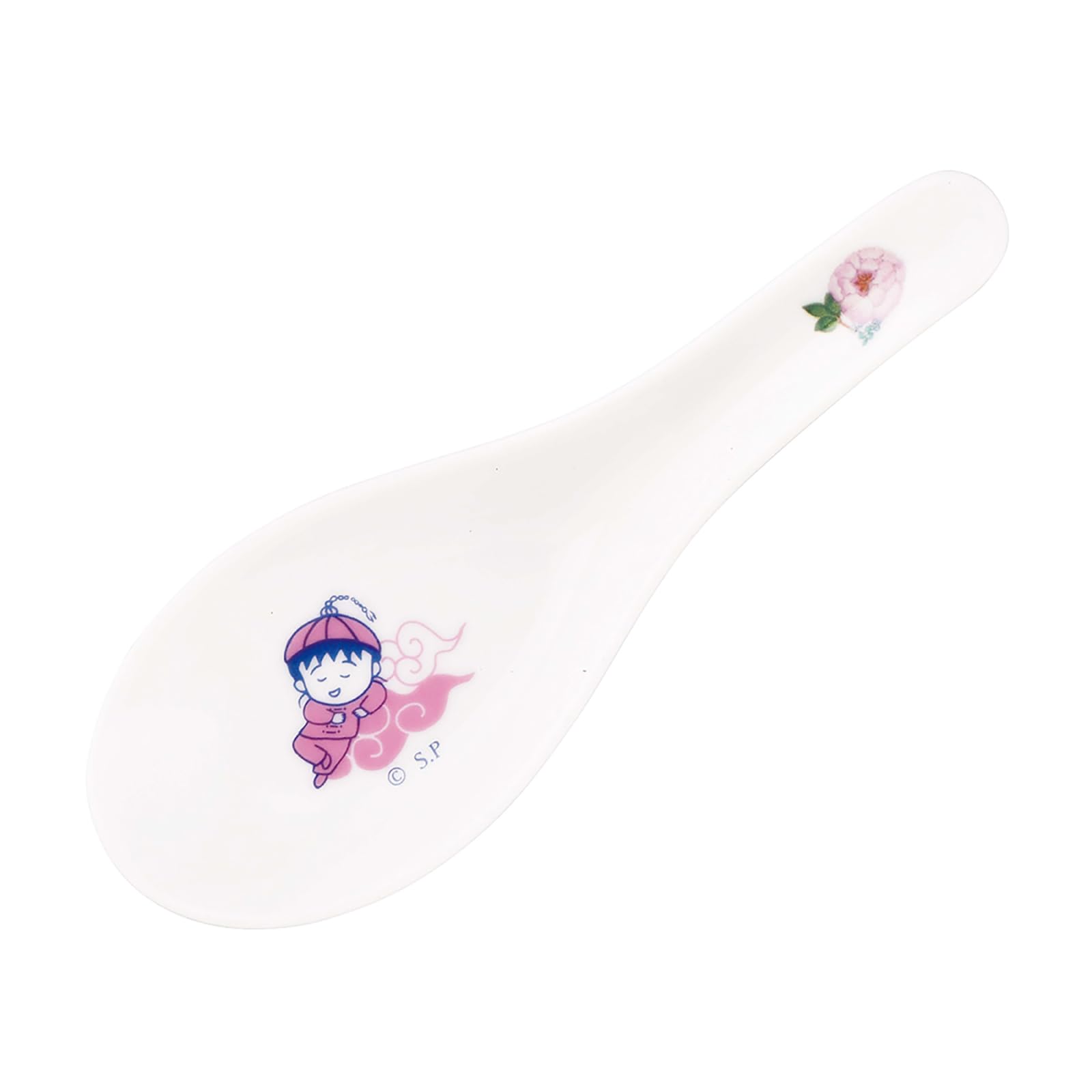 야마카 치비마루코짱 시노와즈리 핑크 CM61-313 14cm 중식 스푼 화이트 이미지 2