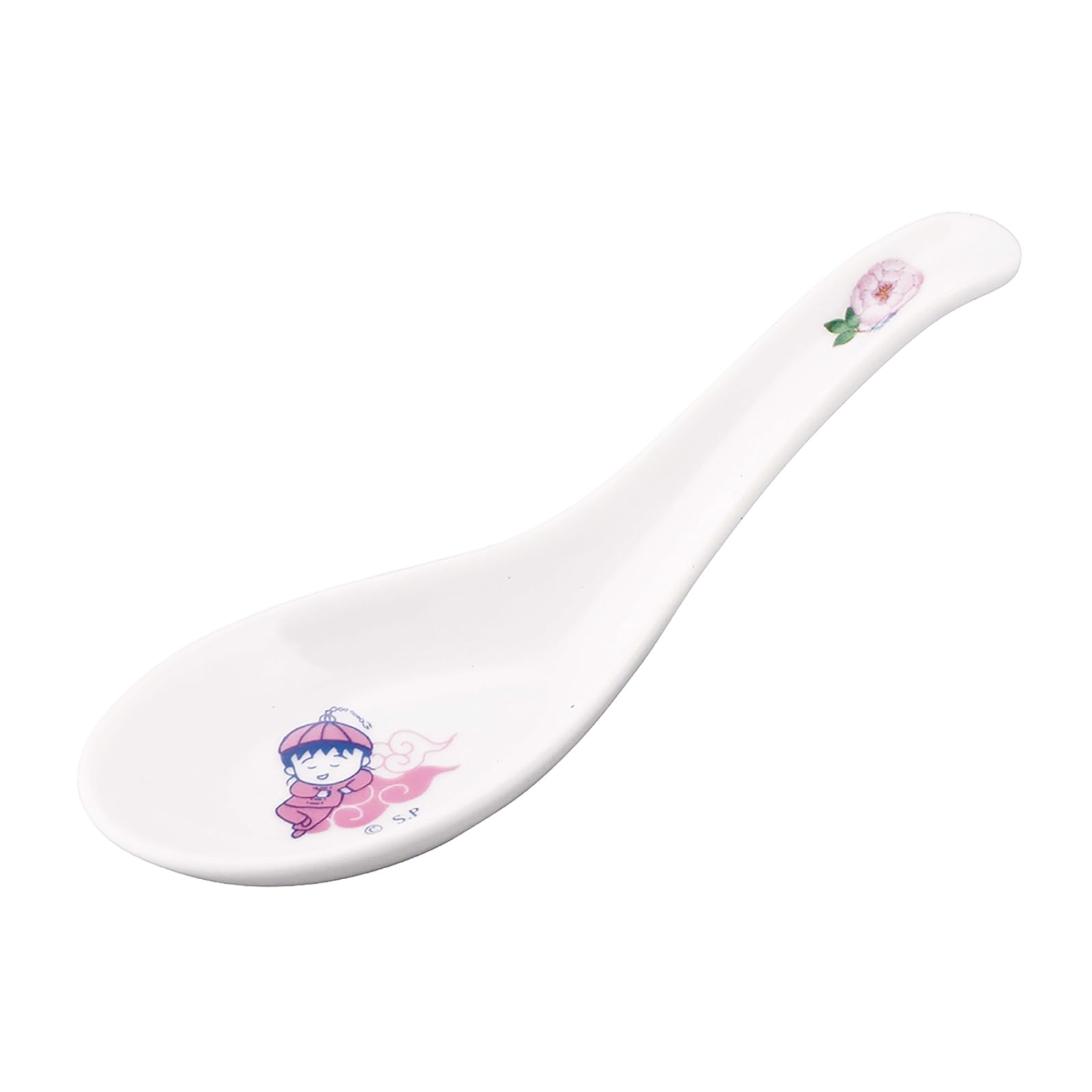 야마카 치비마루코짱 시노와즈리 핑크 CM61-313 14cm 중식 스푼 화이트