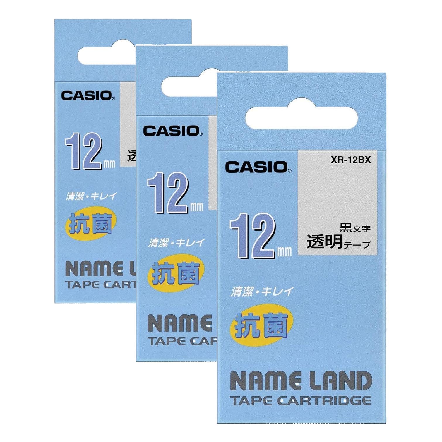 카시오 네임랜드 투명 XR-12BX 12mm 라벨테이프 12mm 클리어