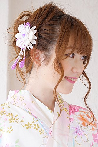 소우비엔 보라색 kaz4233tw 머리장식 유카타 꽃 코사지 클립 이미지 4