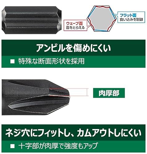하이코키 리키코부 토션 비트 0033-5701 85mm 5입 임팩트 드라이버용 이미지 6