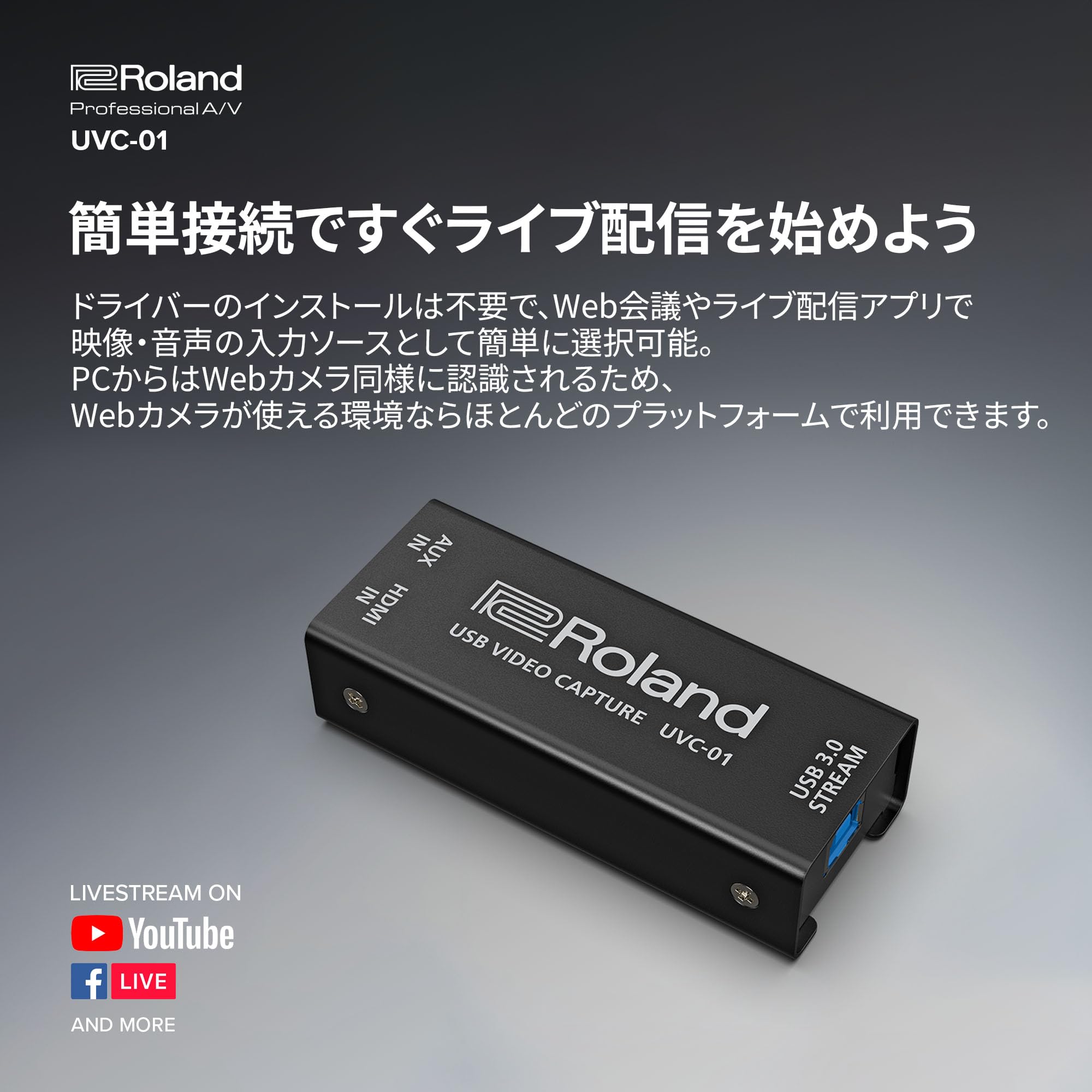 [중고] 롤랜드 UVC-01 HDMI-USB 비디오 캡처 장치 라이브 스트리밍 웹 회의용 이미지 2