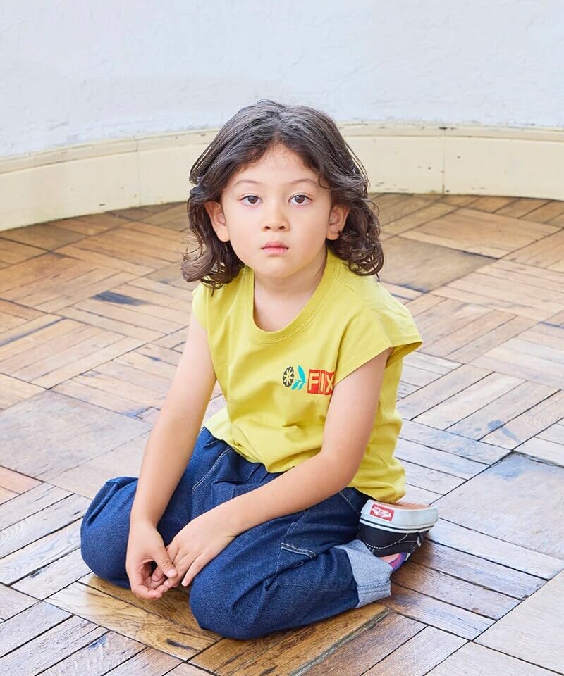 마키즈 전후 프린트 민소매 티셔츠 옐로우 100 이미지 5