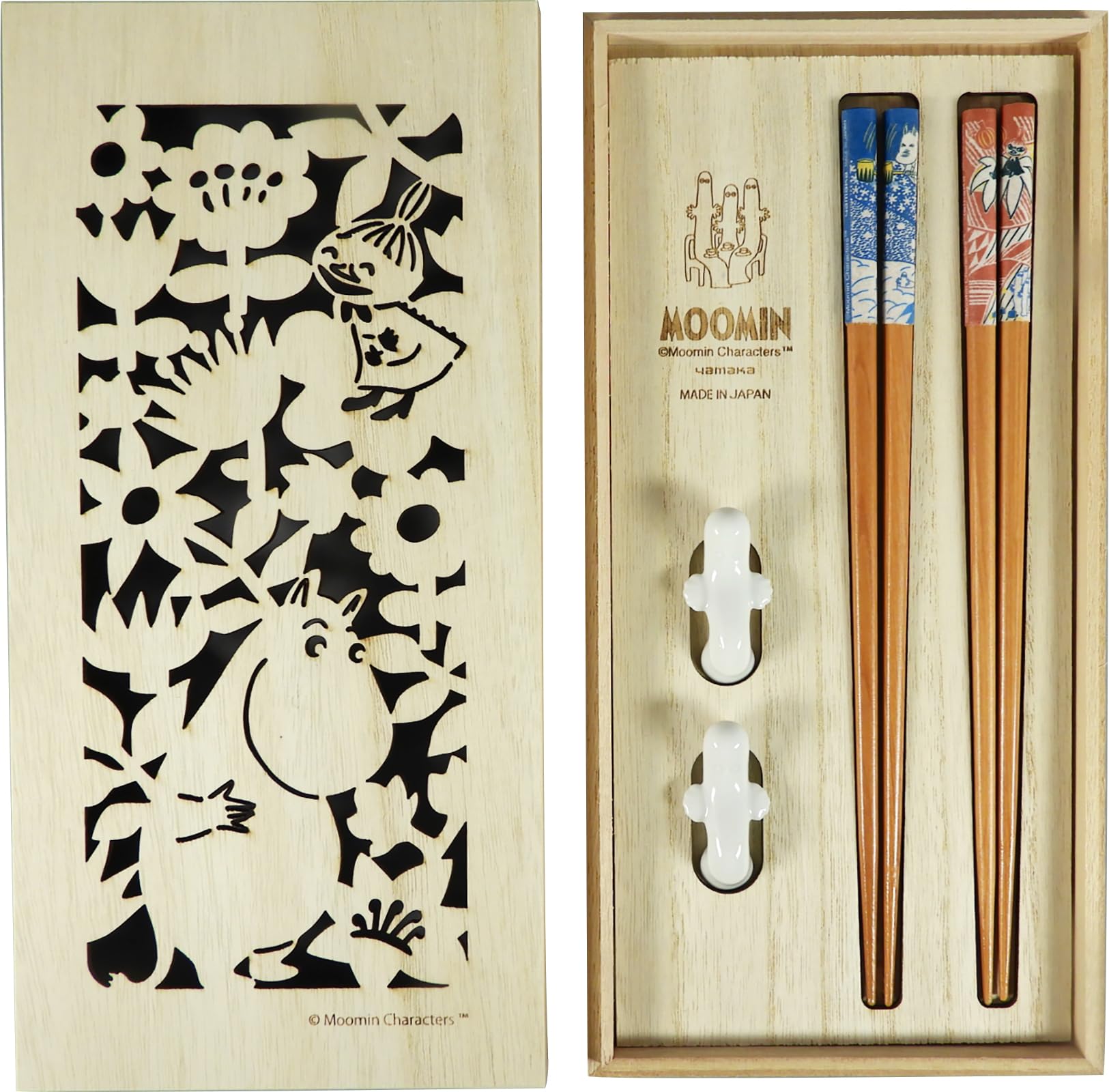 야마카 무민 니뇨로니뇨로 MM8500-842H 23cm 젓가락 세트 젓가락&수저받침 세트