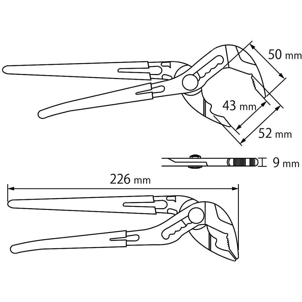롭텍스 UU4150 하이브리드 펌프 플라이어 225mm 이미지 3