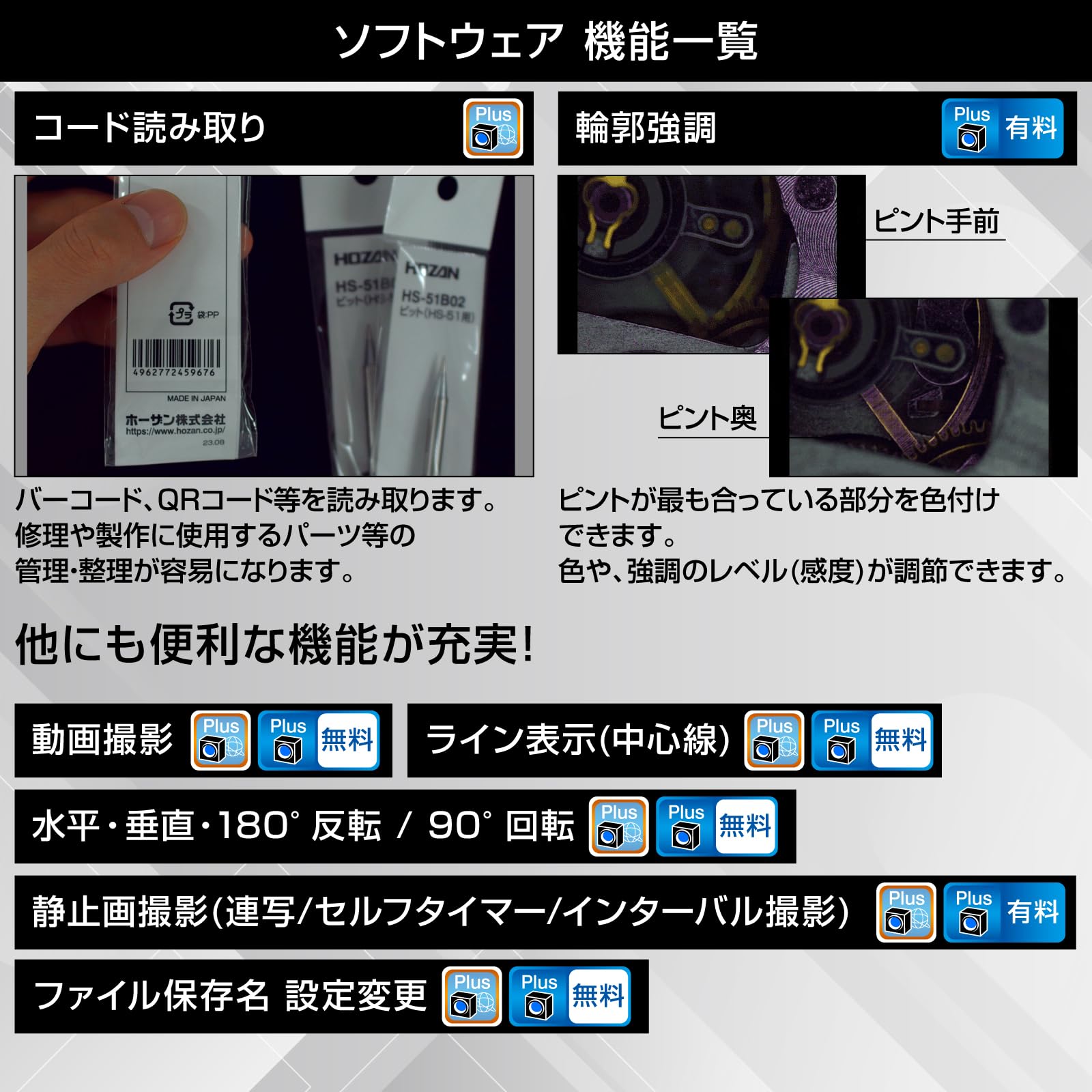 호잔 300만 USB 연결 300만 화소 초점거리 8mm 작동거리 100mm-∞ 암 클램프 이미지 10