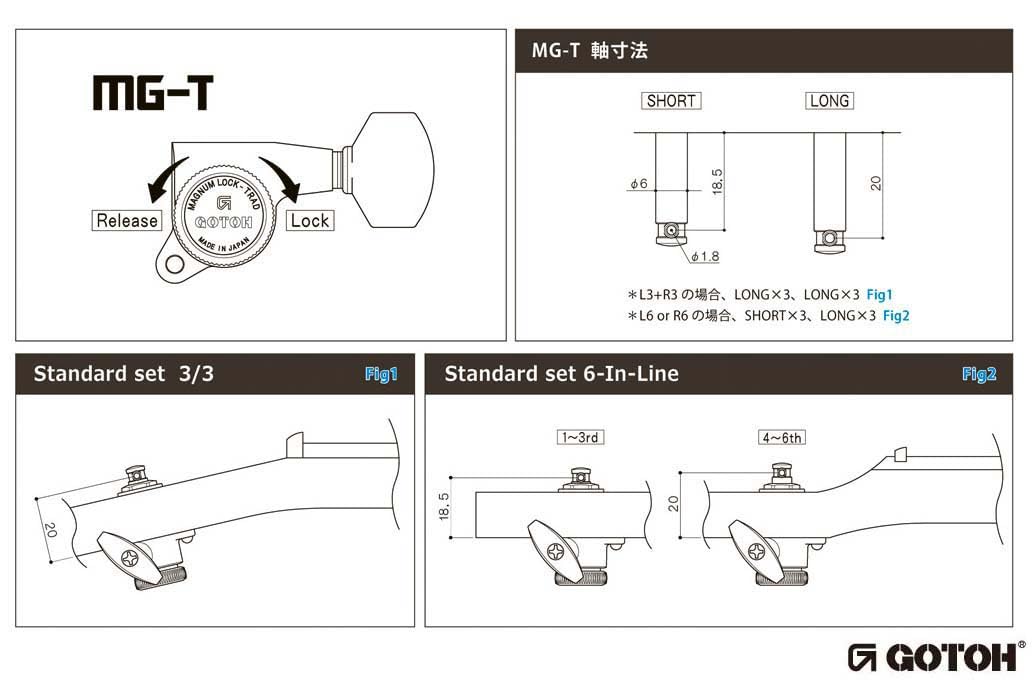 고토 SG301 매그넘락 트래드 01 골드 3대3 기타 페그 이미지 3