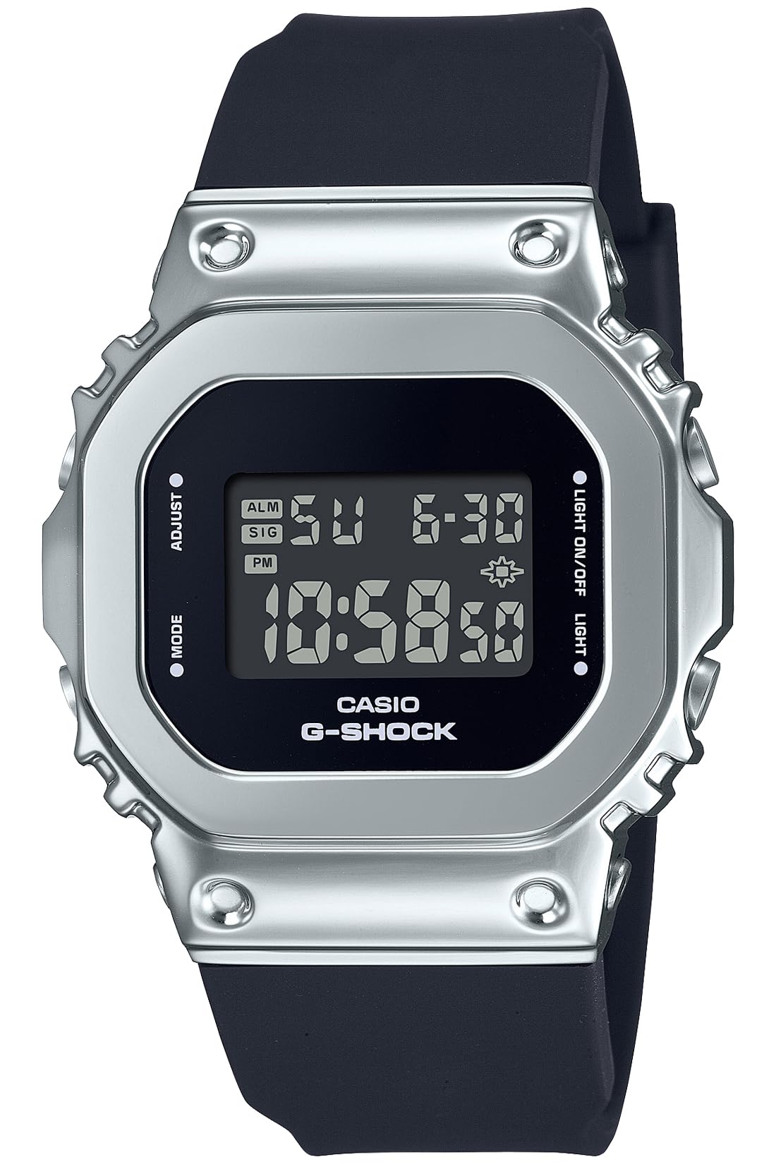 카시오 지샥 메탈 커버드 GM-S5600U-1JF 여성용 손목시계 블랙 실버