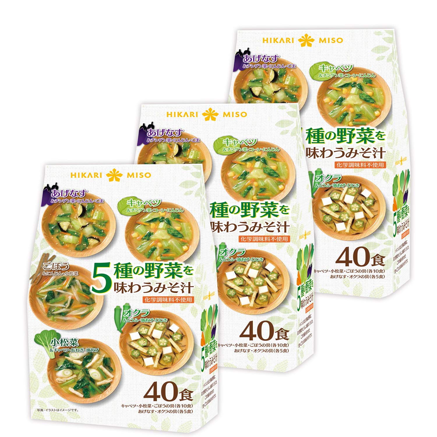히카리미소 5종 야채 즉석 된장국 40식 3봉 세트 120식