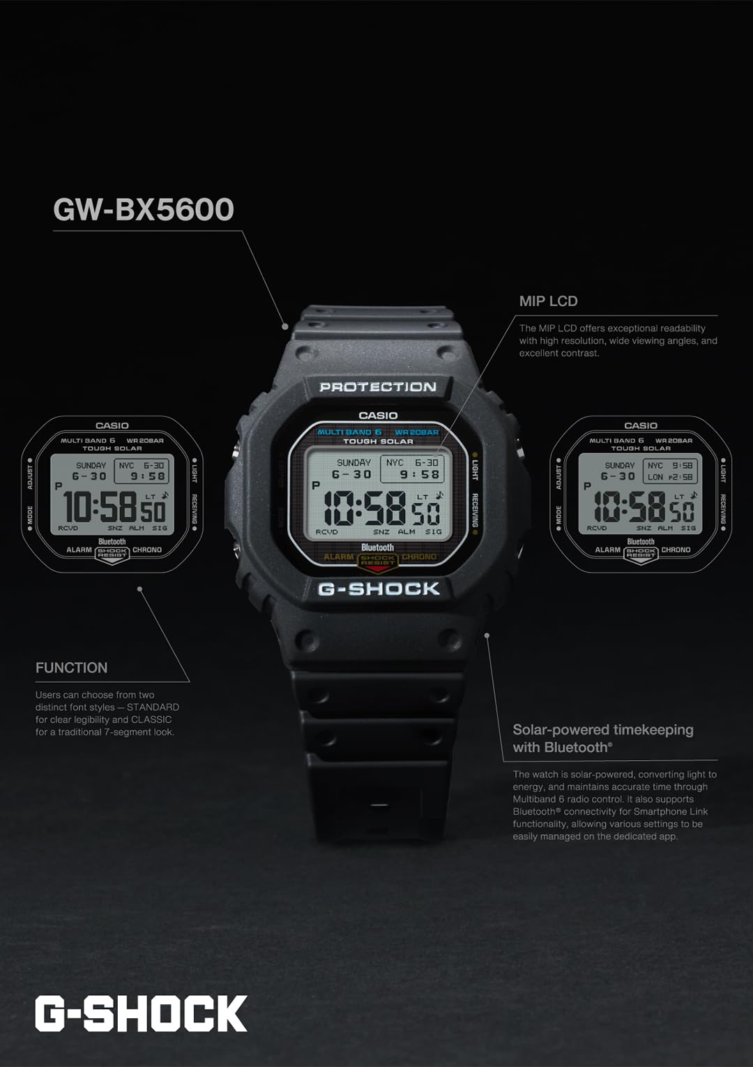 카시오 지샥 5600시리즈 올블랙 GW-BX5600-1A1JF 전파 솔라 MIP액정 올블랙 이미지 3