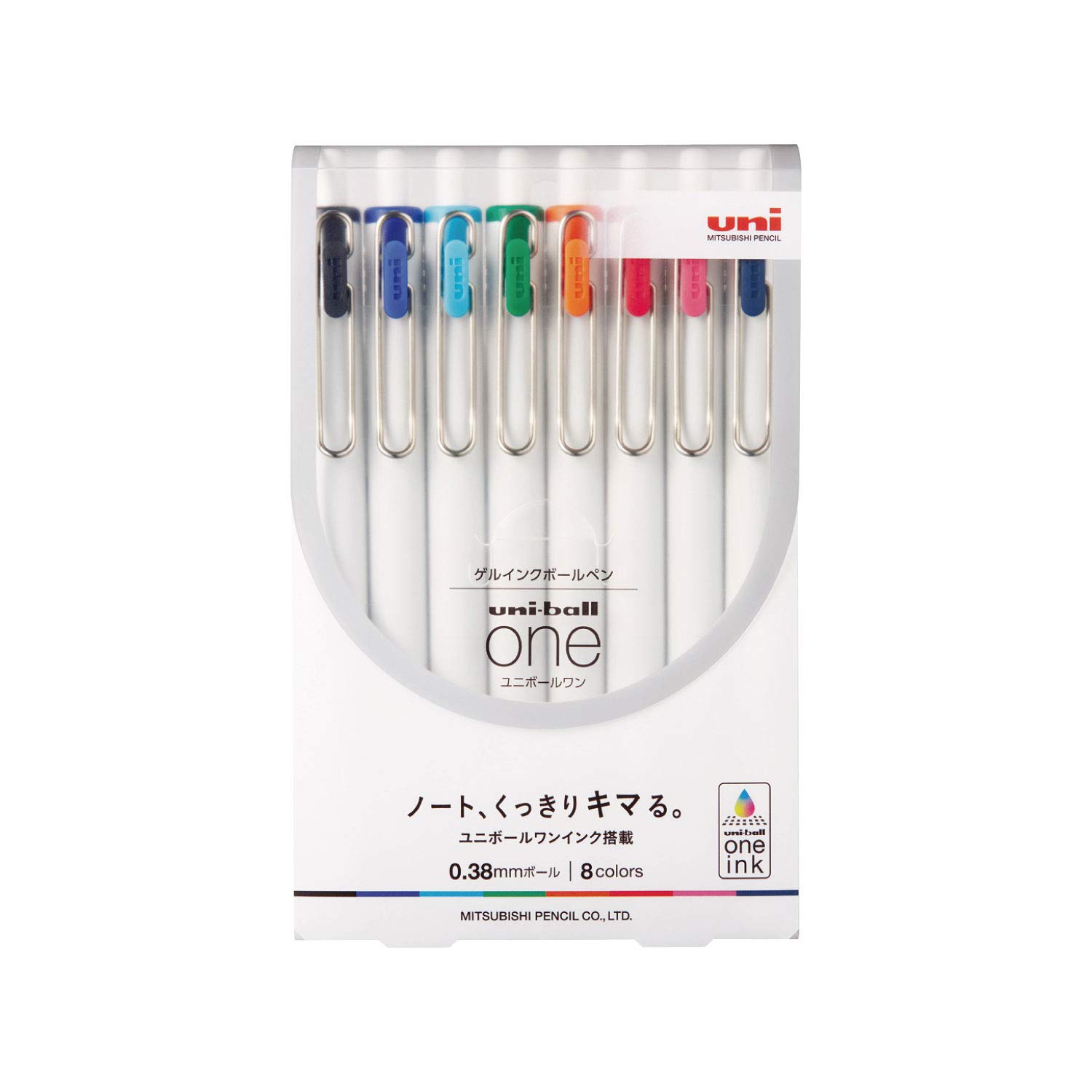미쓰비시 연필 유니볼 원 0.38mm 8색 젤펜 세트 UMNS388C 본체 단품 이미지 1