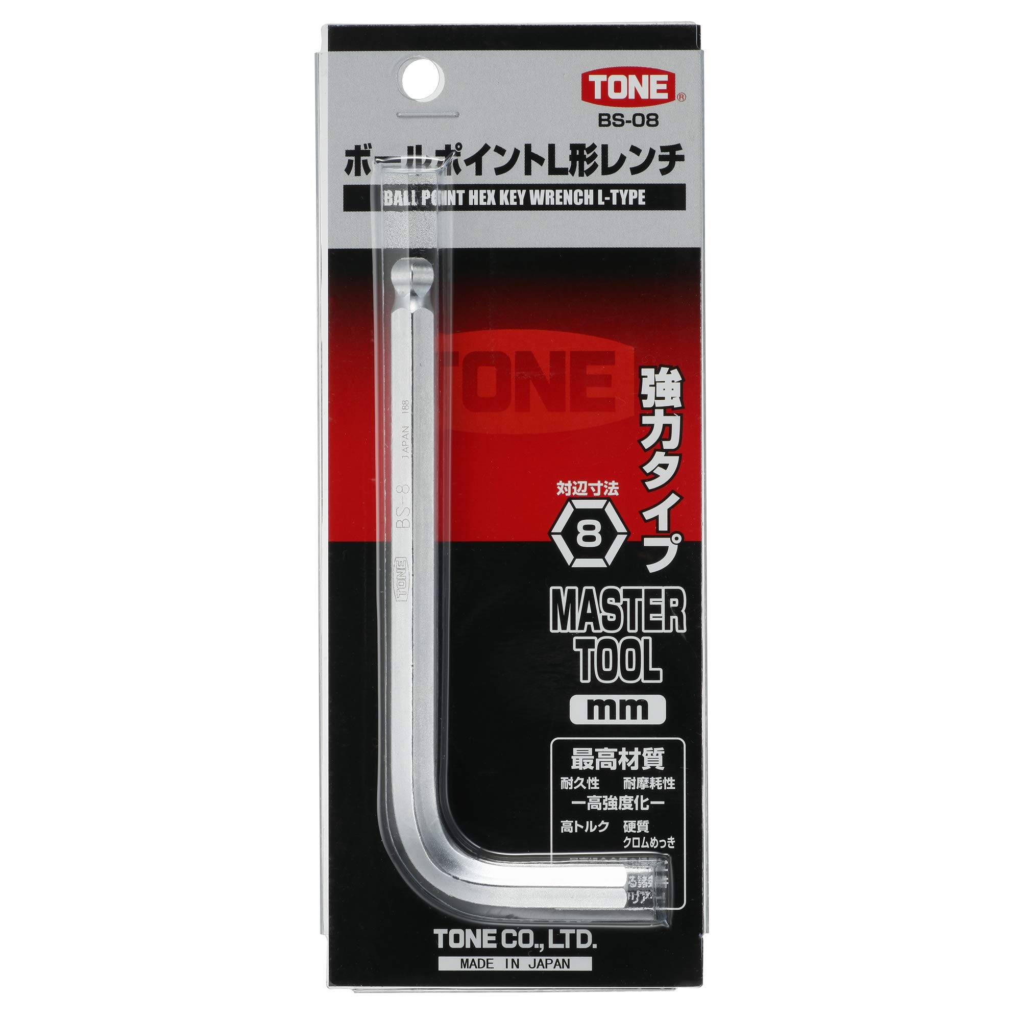 토네 볼포인트 L형 렌치 BS-08 8mm 육각렌치 이미지 3