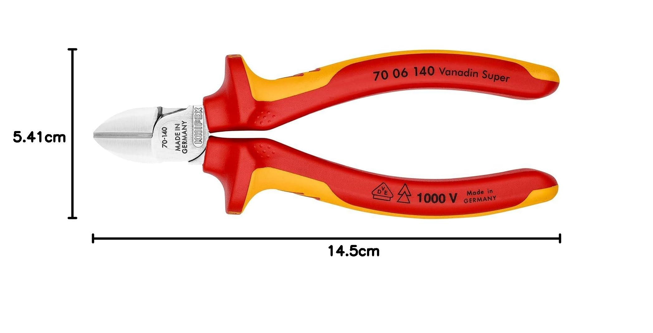 크니펙스 7006140 140mm 사선 니퍼 1000V 절연 핸들 140mm 크롬 이미지 7