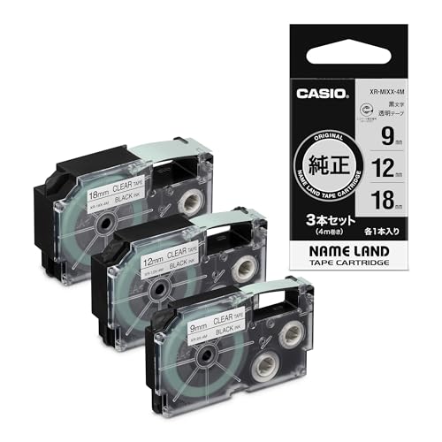 카시오 네임랜드 XR-MIXX-4M 9 12 18mm 라벨 테이프 클리어 12 18mm 이미지 2