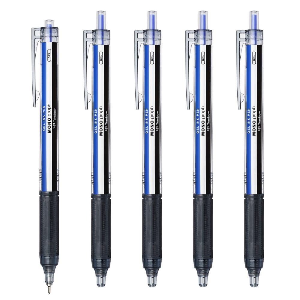 톰보 모노그래프 라이트 젤펜 0.5mm 5입 모노컬러 모노 컬러 바디 0.5mm/청색 잉크