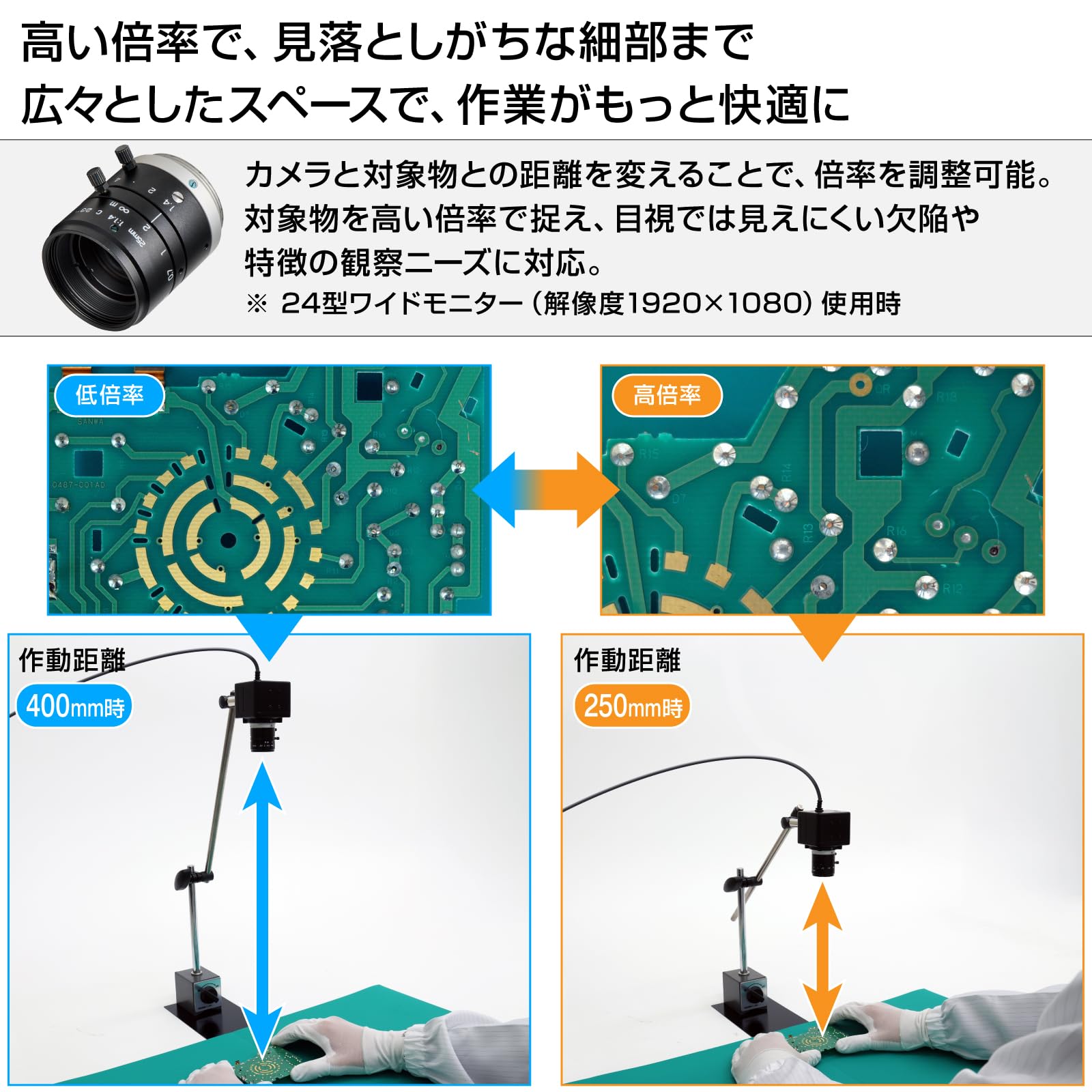 호잔 USB 연결 300만 화소 초점거리 25mm 작동거리 250mm-∞ 암 자립형 이미지 4