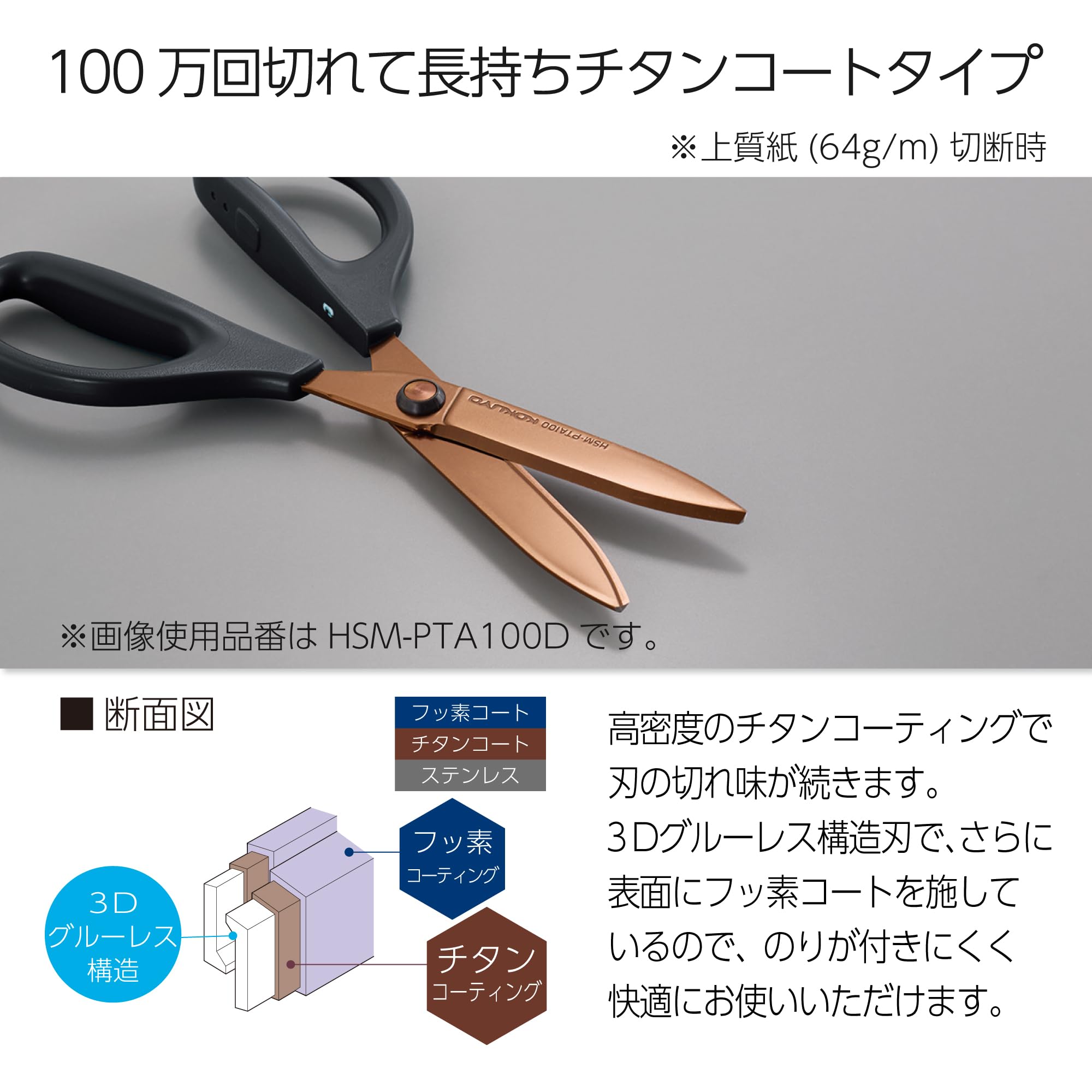 코쿠요 사쿠사 화이트 HSM-PTA100W 티타늄 글루리스 가위 이미지 2