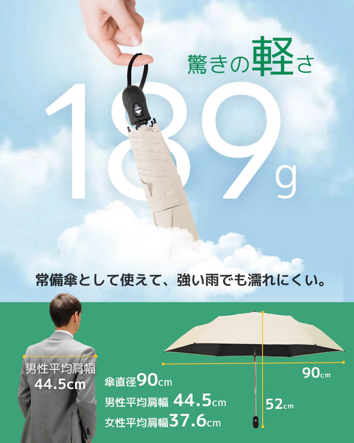 콘치와 Ultra AIR 189g-199g 완전차광 자동 접이식 양우산 살구색 이미지 7