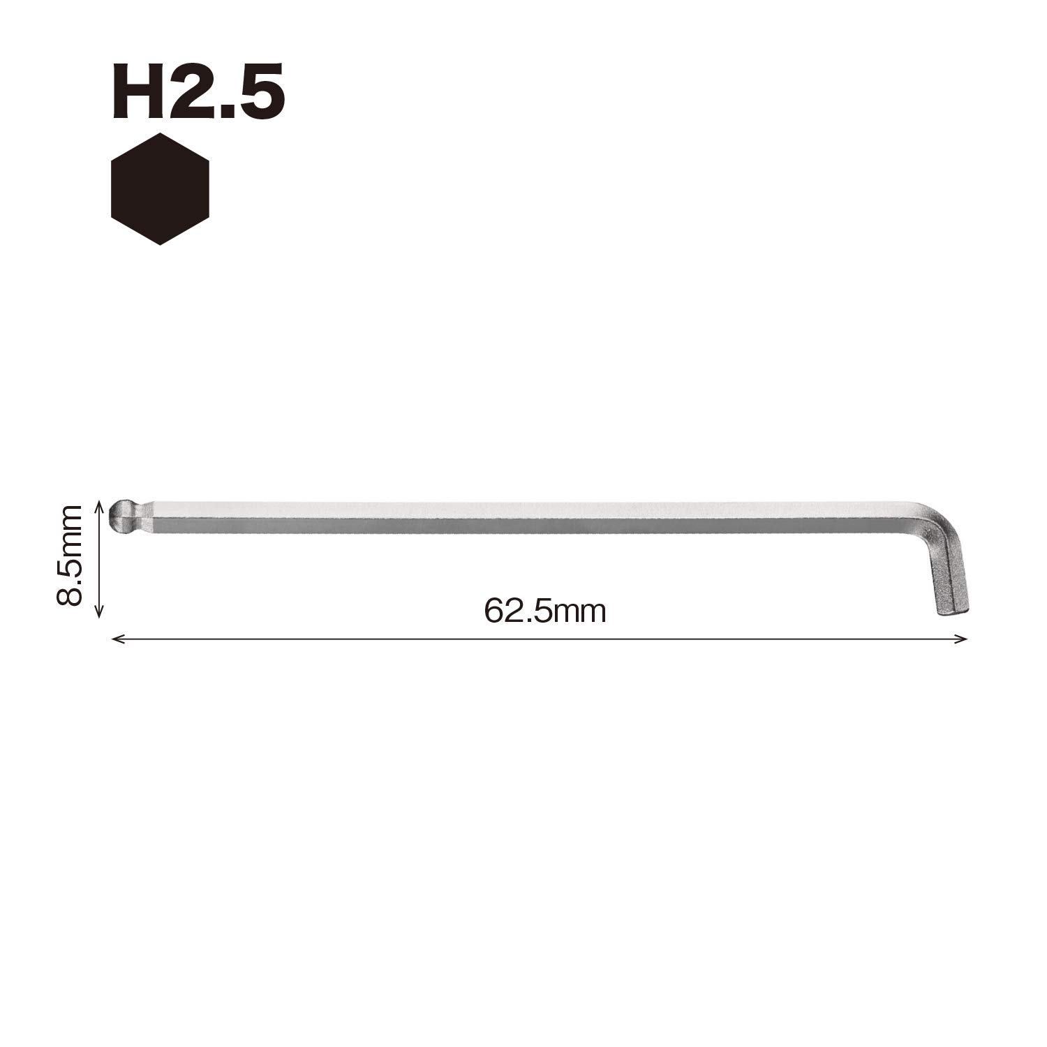 베셀 8200BP-S 2.5mm 볼포인트 L형 렌치 단축형 이미지 2