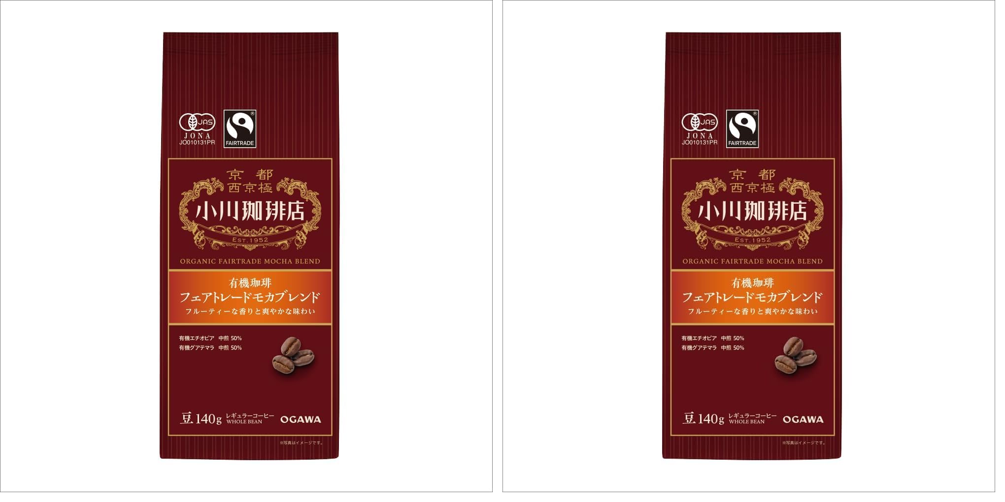 오가와커피 유기농 페어트레이드 모카 블렌드 원두 140g 140 g Pack of