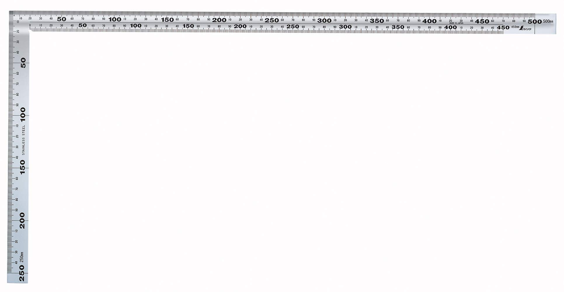 신와 직각자 스테인리스 50cm 두꺼운 광폭 11207 6단 눈금 이미지 3