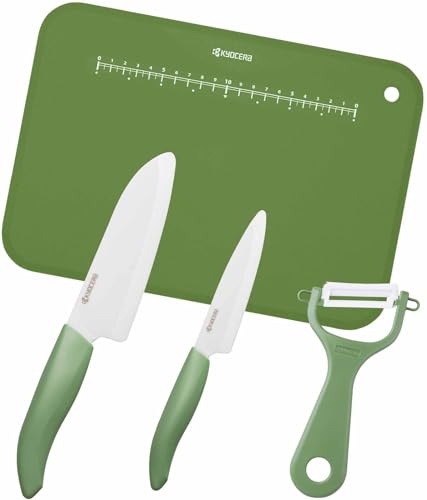 교세라 보태니컬그린 GF-B441BGR-AZ 14cm 11cm 세라믹 칼 도마 4종 세트
