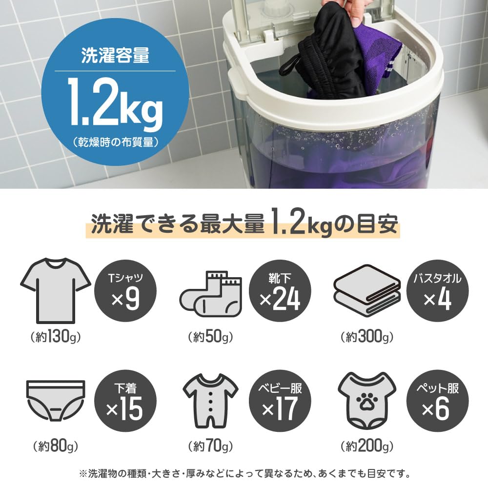 산코 THANKO 투명 소형 세탁기 CTWM24SJU 1.2kg 이미지 7